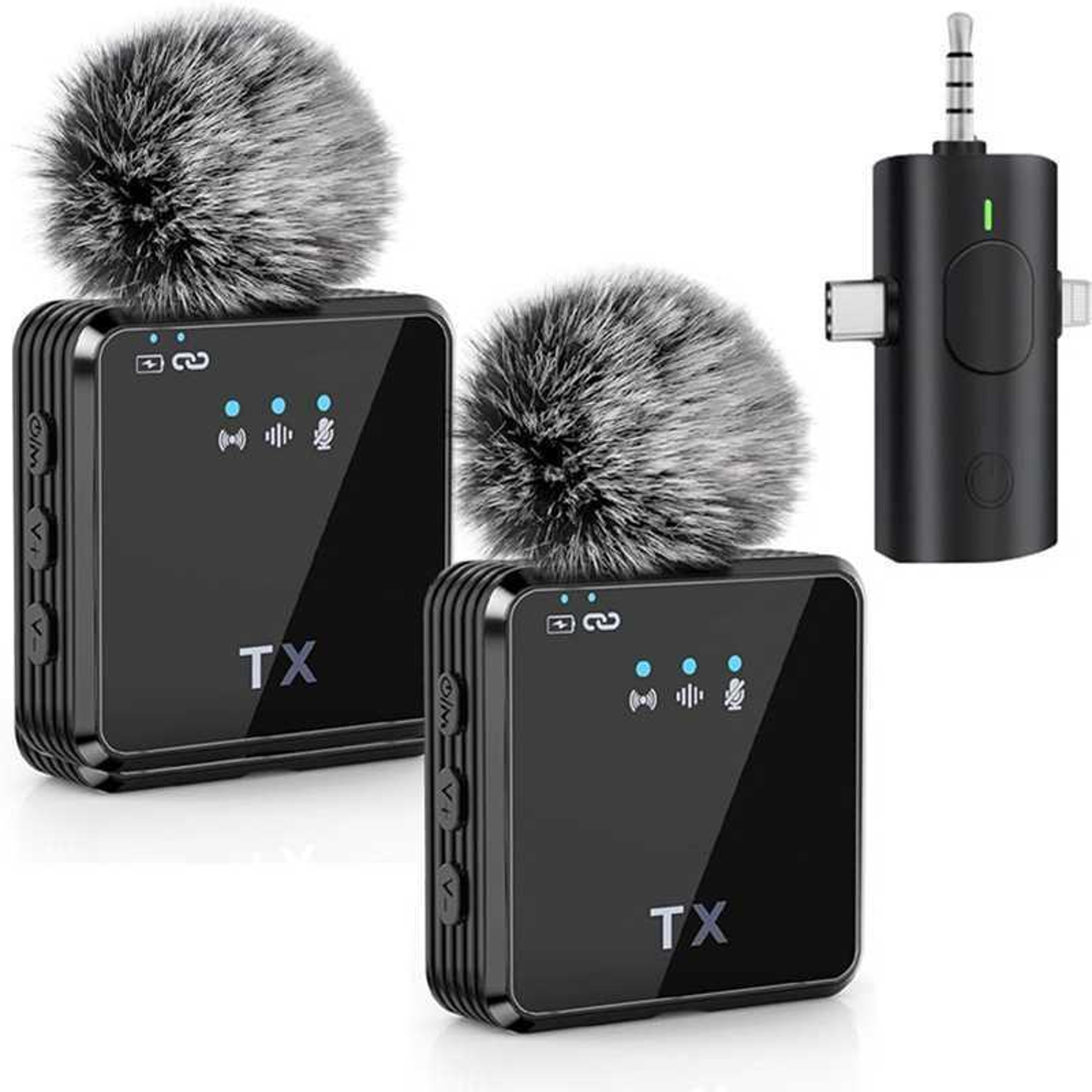 Dual Wireless Lavalier Microphone with Noise Reduction and 3-in-1 Receiver – view 2