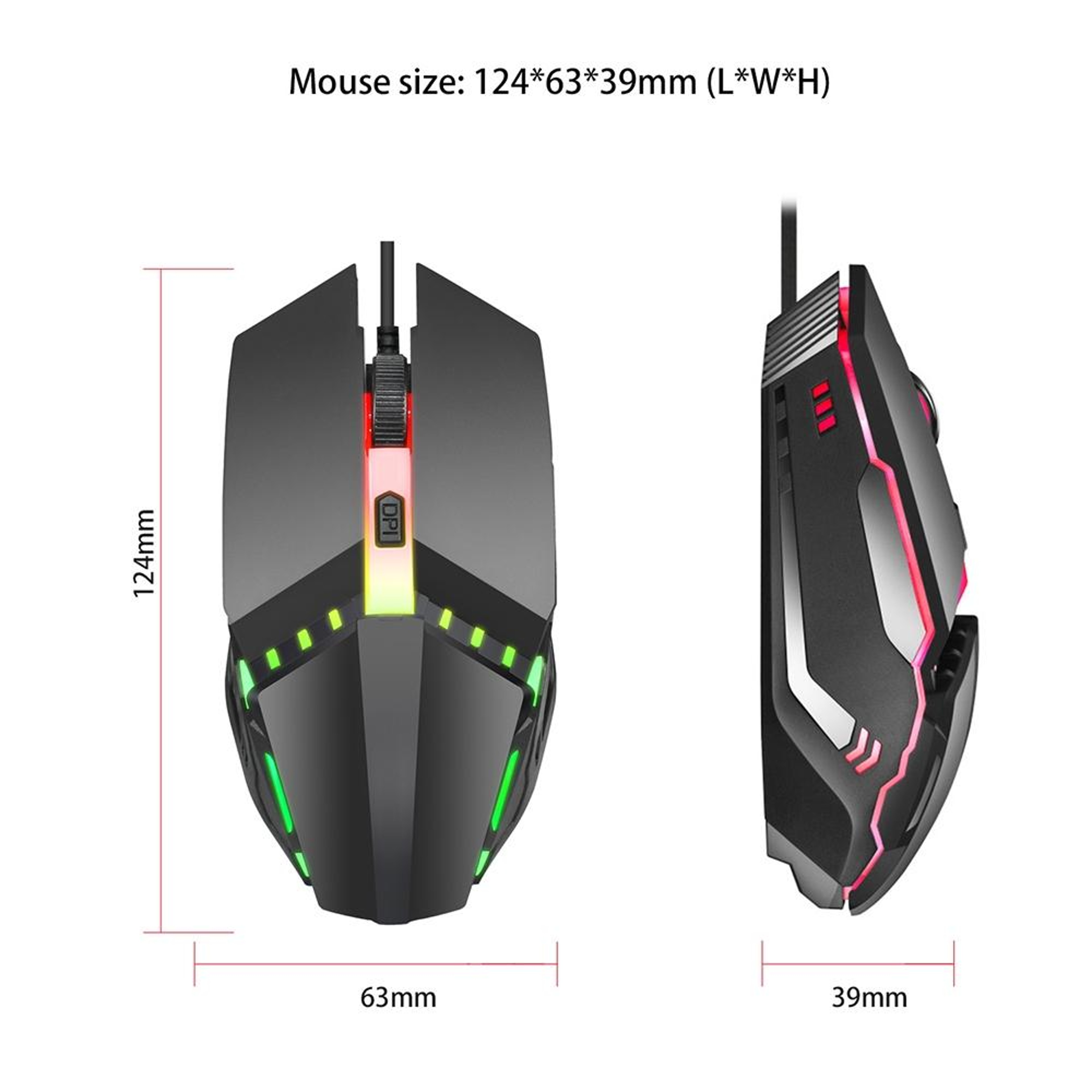 Wired Gaming Mouse with 1600 DPI, 4 Keys and Colorful LED Lighting – view 8