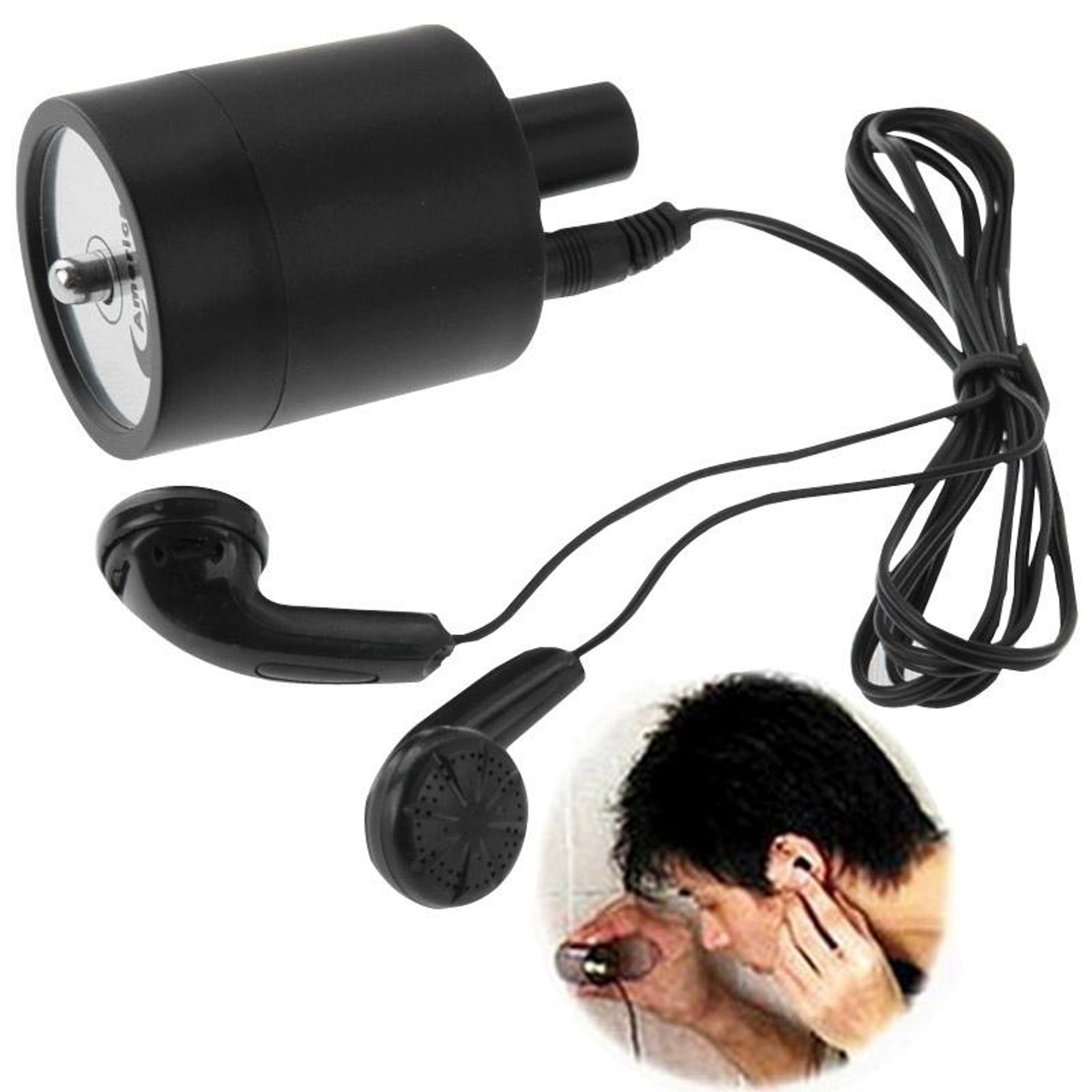 High-Sensitivity Wall Listening Device with Sound Amplifier, Earphones and Audio Output – view 1