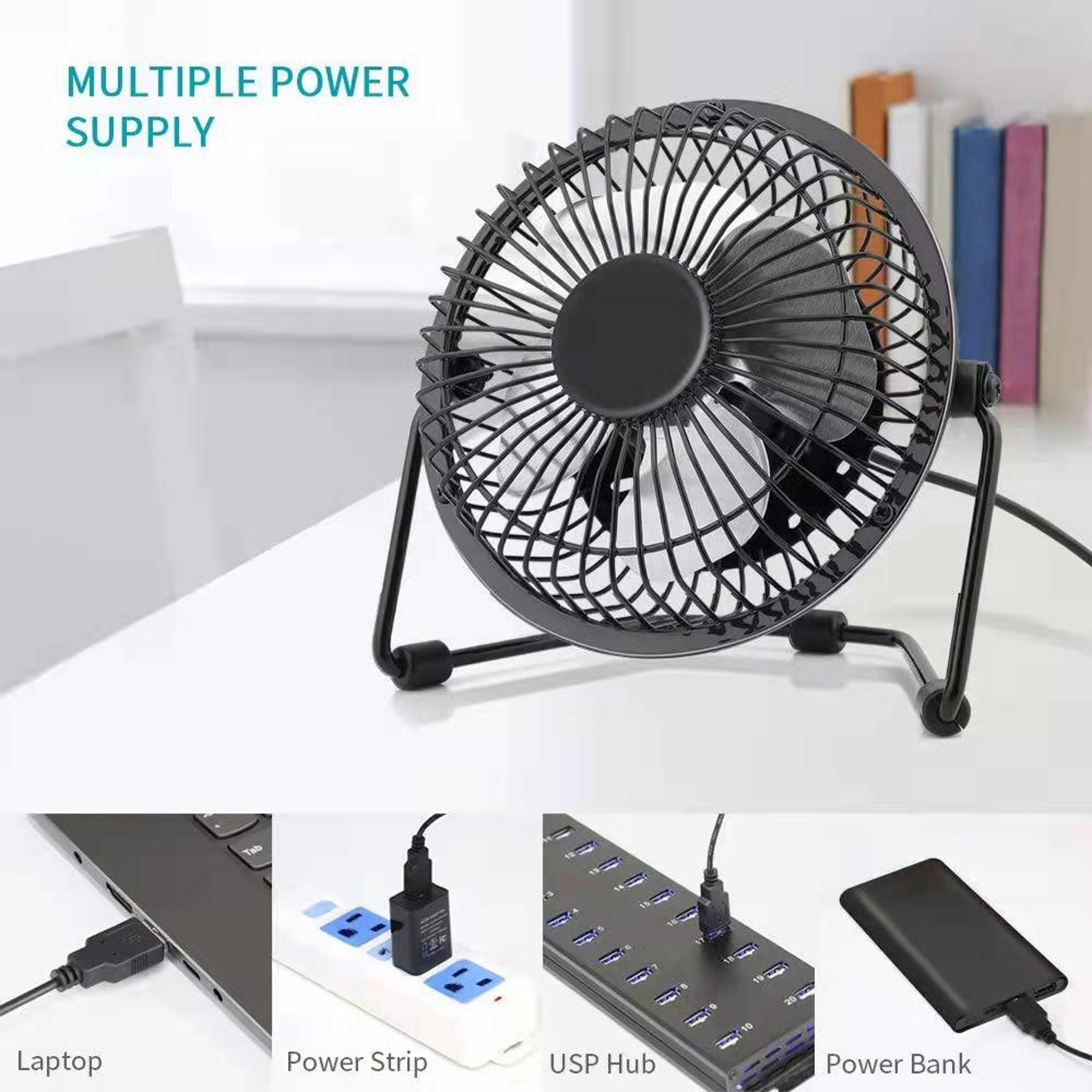 5 Inch USB Desk Fan Compact Low Noise Personal Cooling Fan – view 2