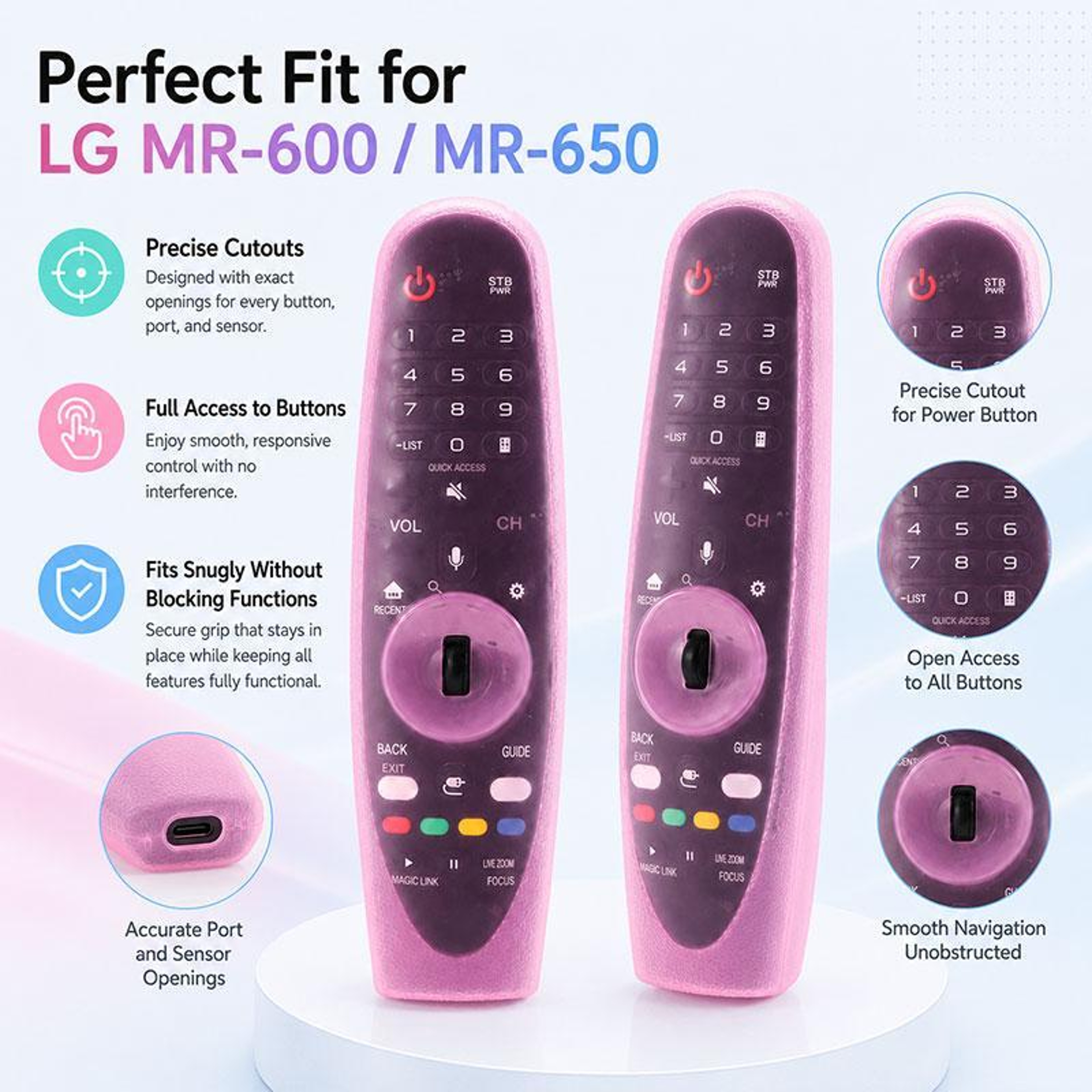 4PCS LG Magic Remote Silicone Case for MR600 MR650 with Shockproof Drop Protection – view 4