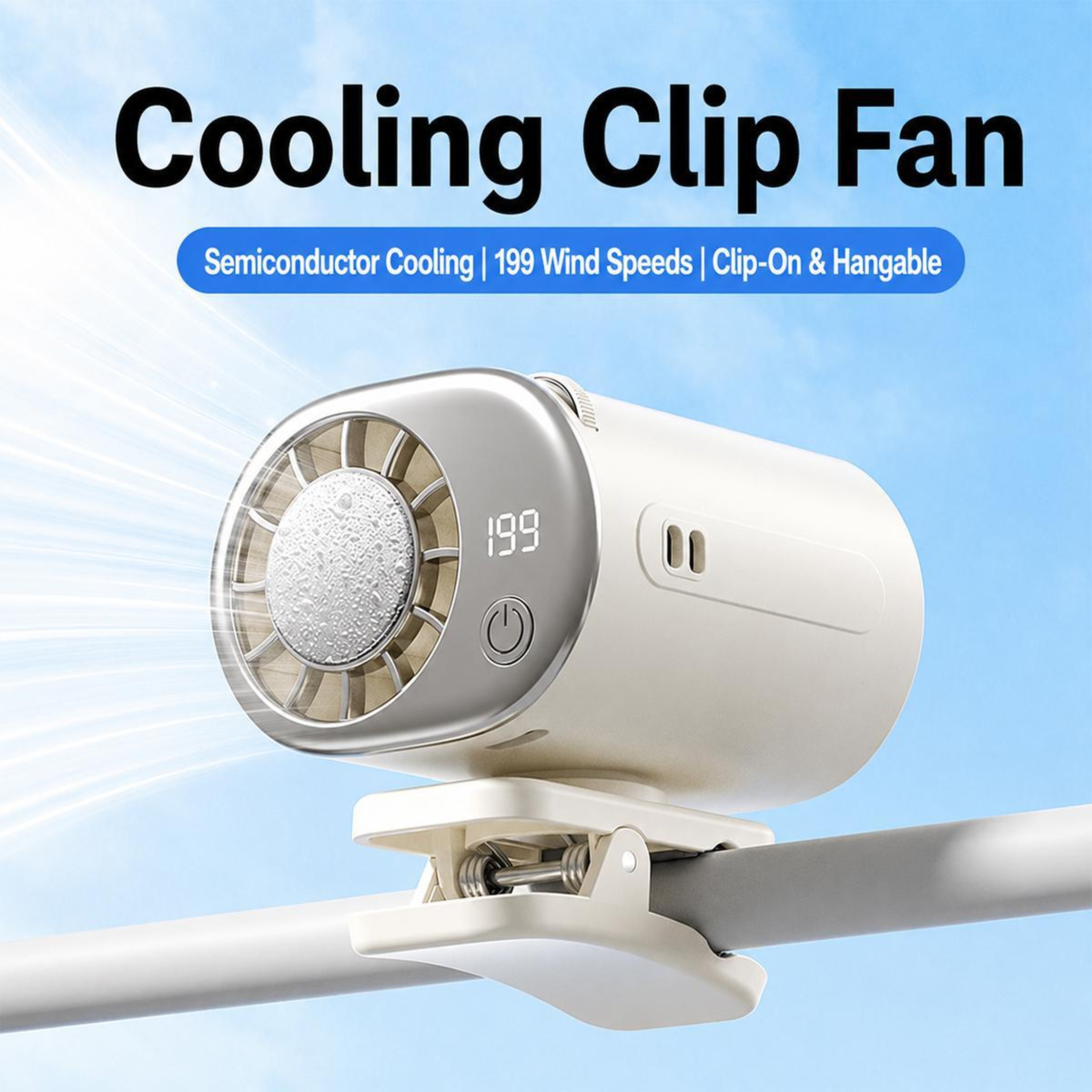 Portable Clip On Fan With Semiconductor Cooling 199 Speeds And USBC Rechargeable Battery 1