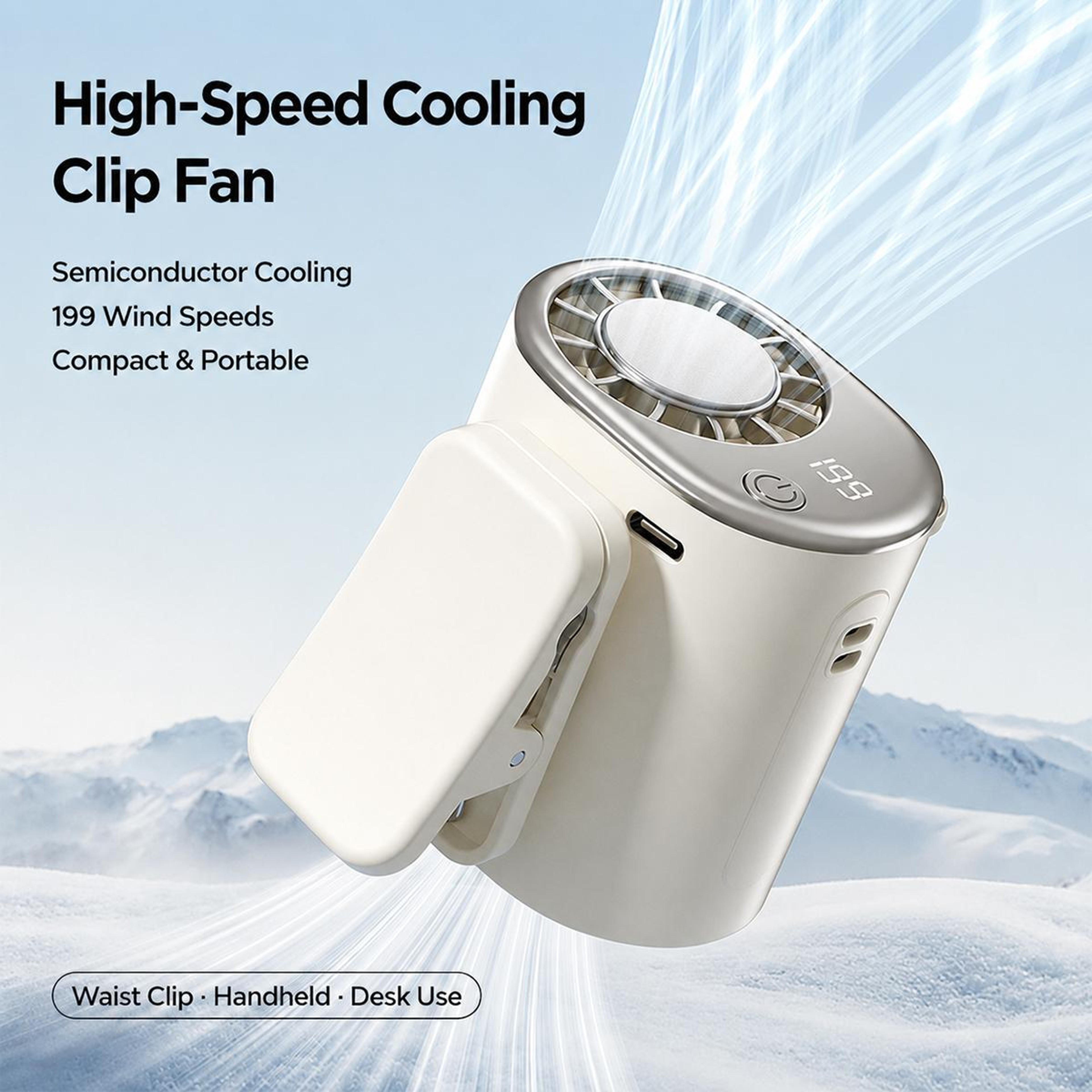 Portable Clip On Fan With Semiconductor Cooling 199 Speeds And USBC Rechargeable Battery 5