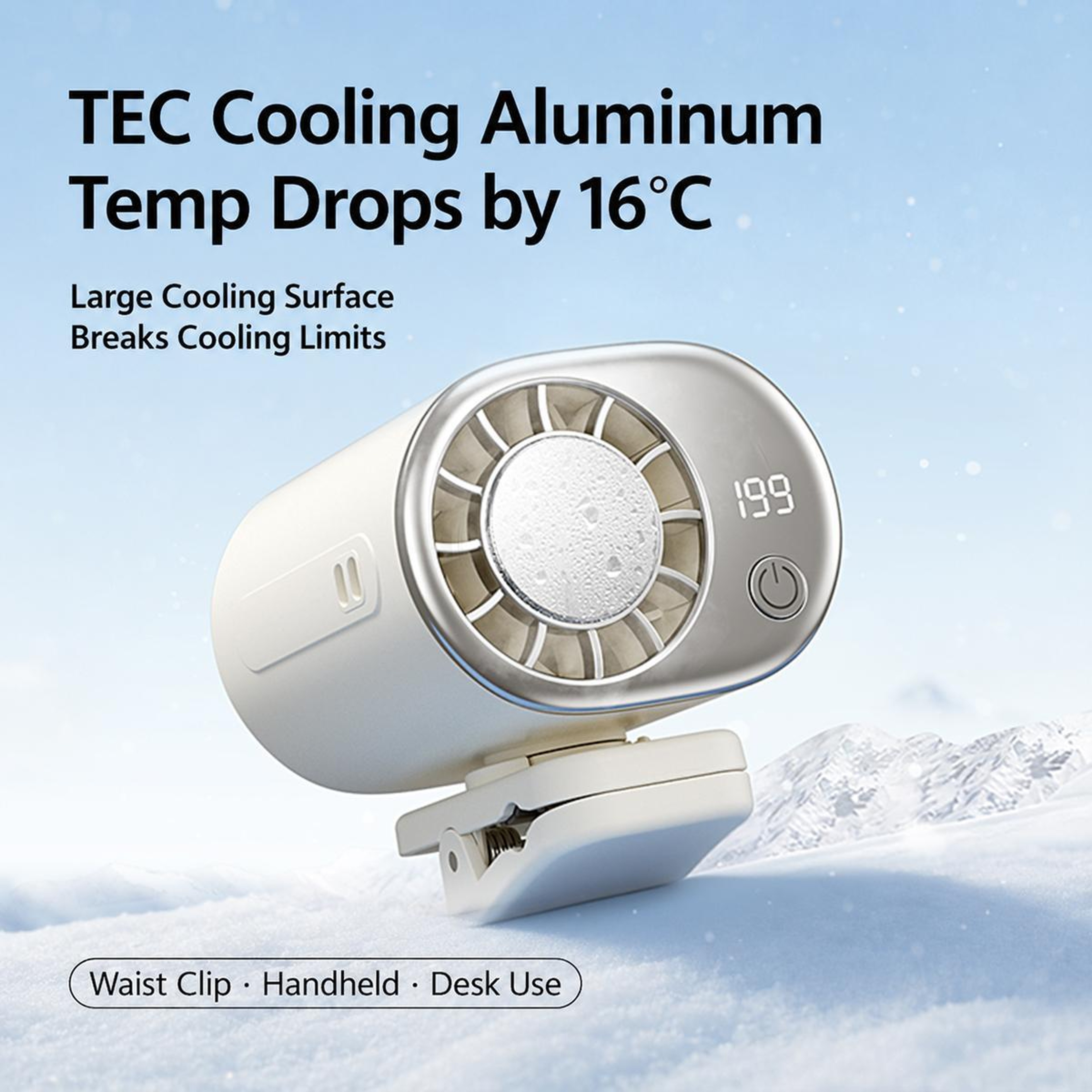 Portable Clip On Fan With Semiconductor Cooling 199 Speeds And USBC Rechargeable Battery 7
