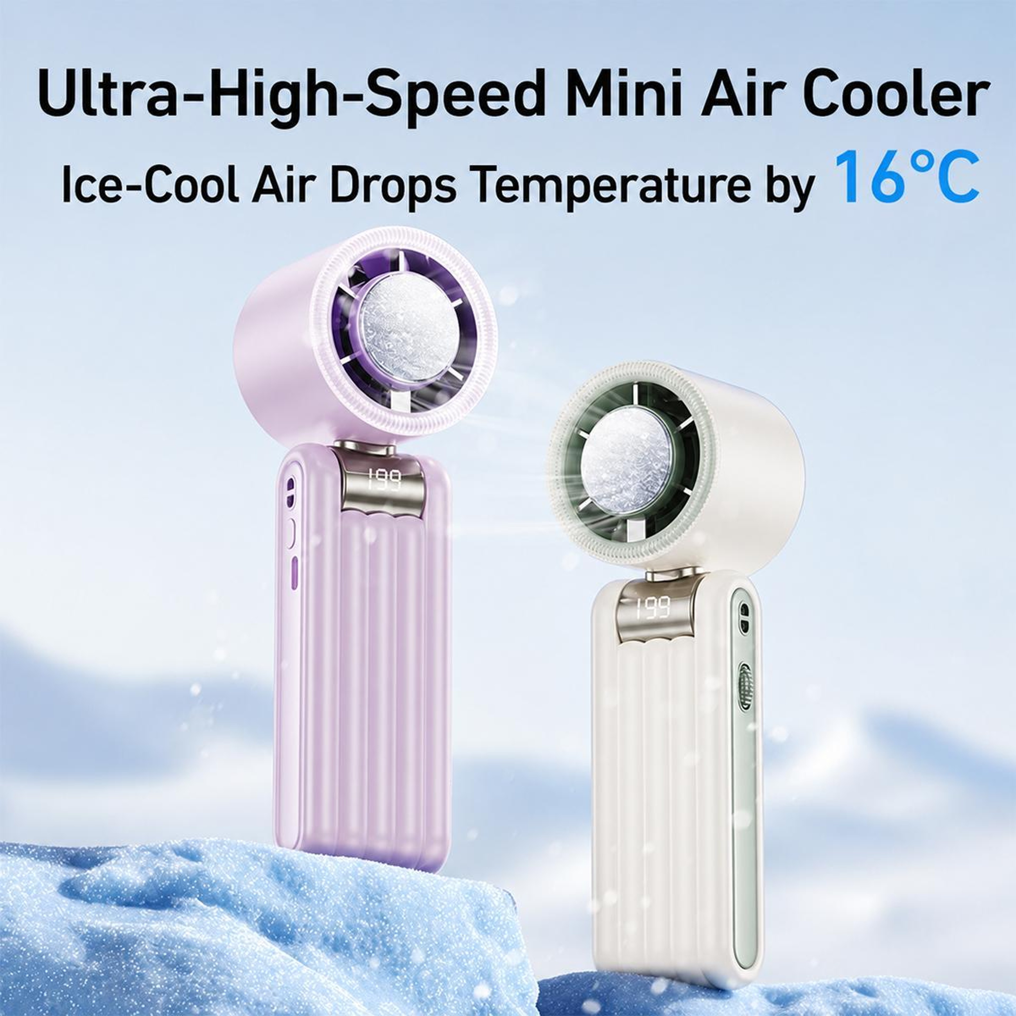 Y29 Portable Handheld Fan With Ice Cooling Speed Control And Digital Display 1