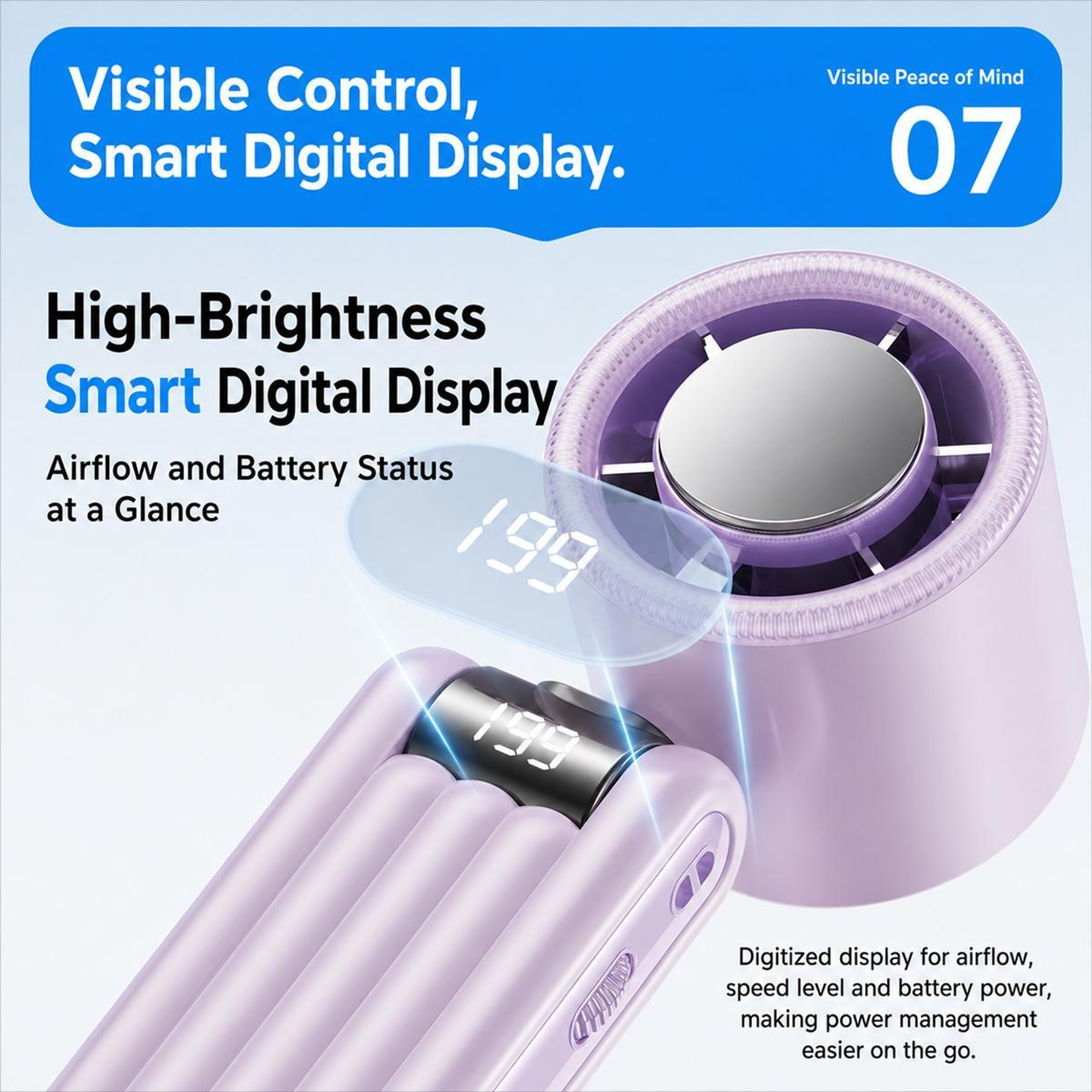 Y29 Portable Handheld Fan With Ice Cooling Speed Control And Digital Display 4