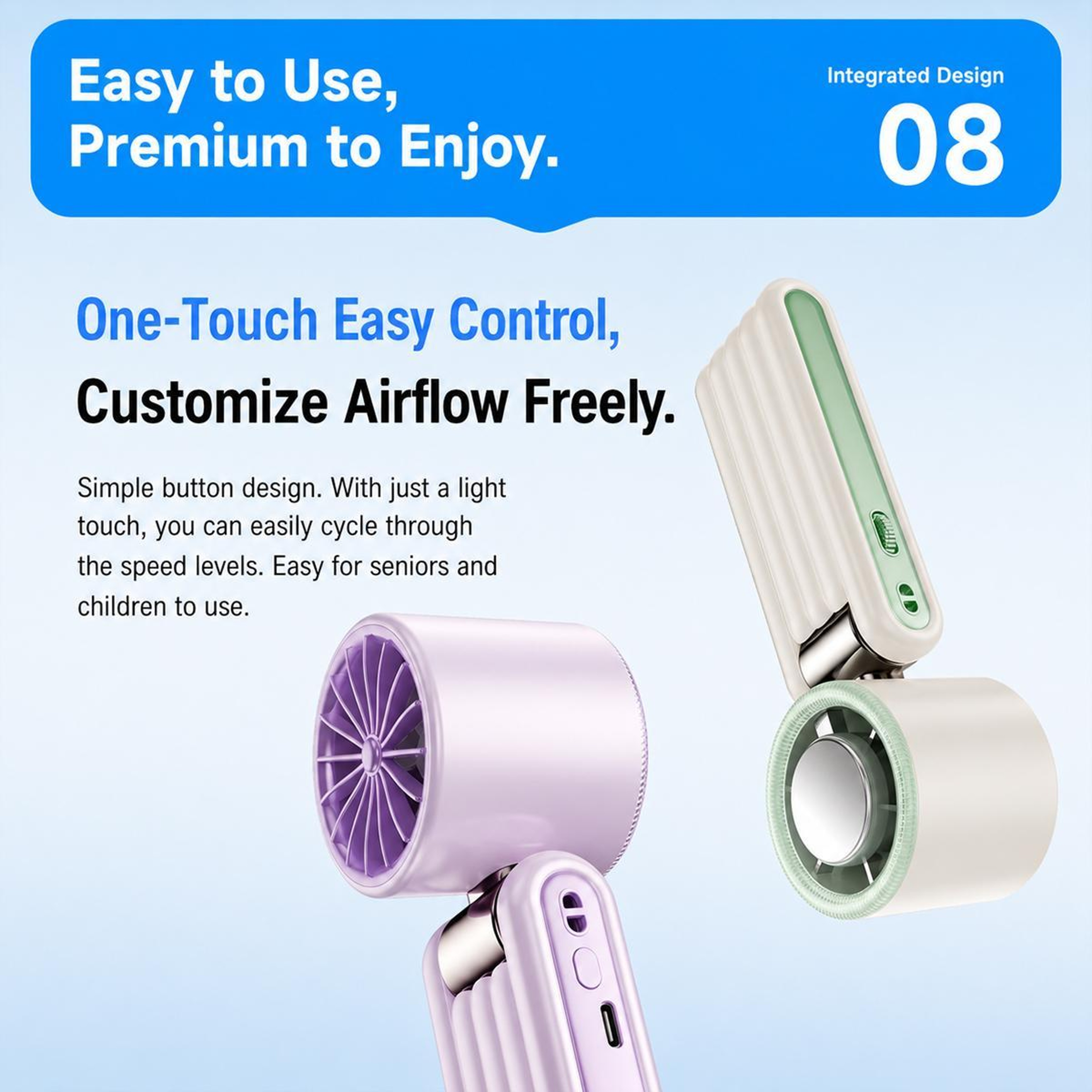 Y29 Portable Handheld Fan With Ice Cooling Speed Control And Digital Display 5