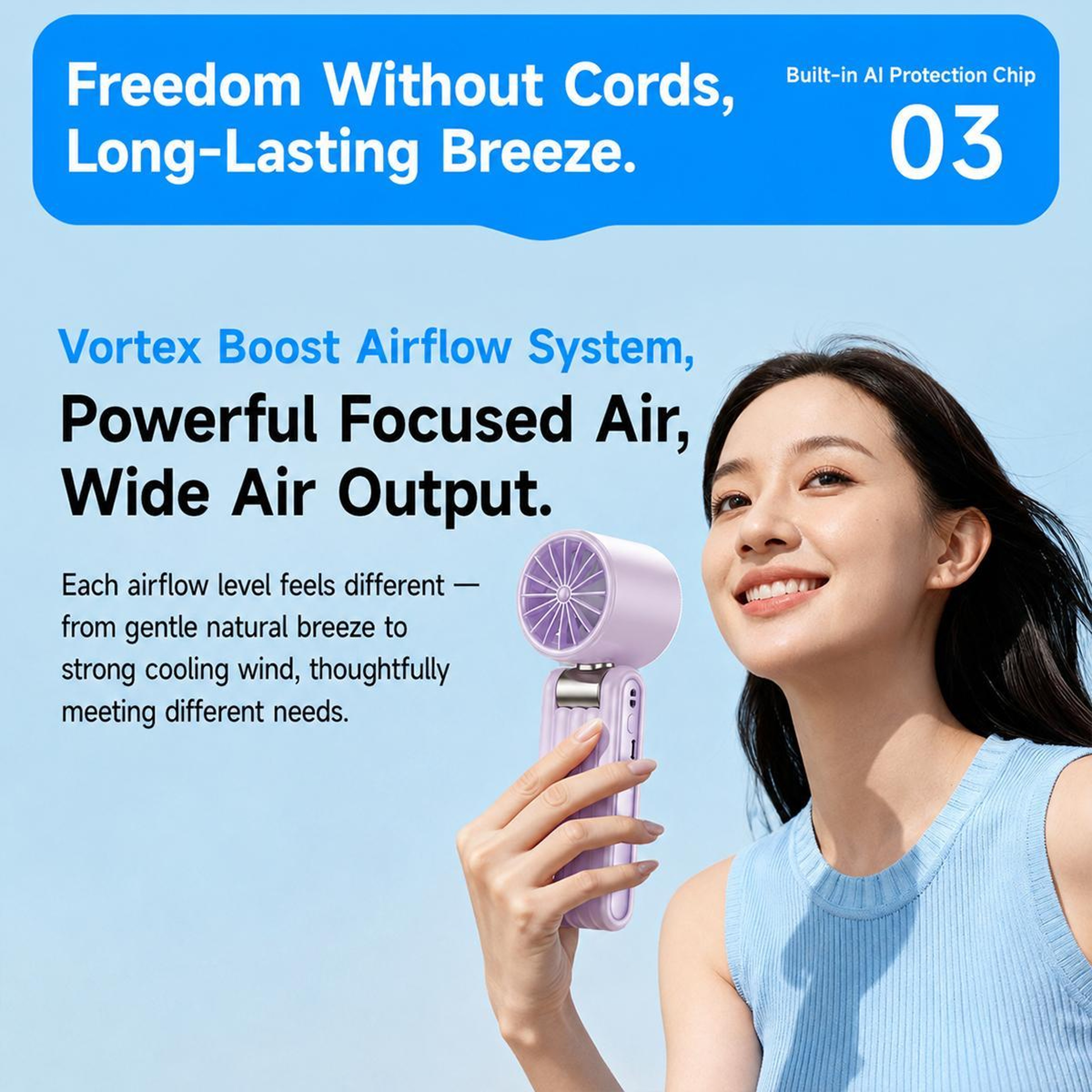 Y29 Portable Handheld Fan With Ice Cooling Speed Control And Digital Display 12
