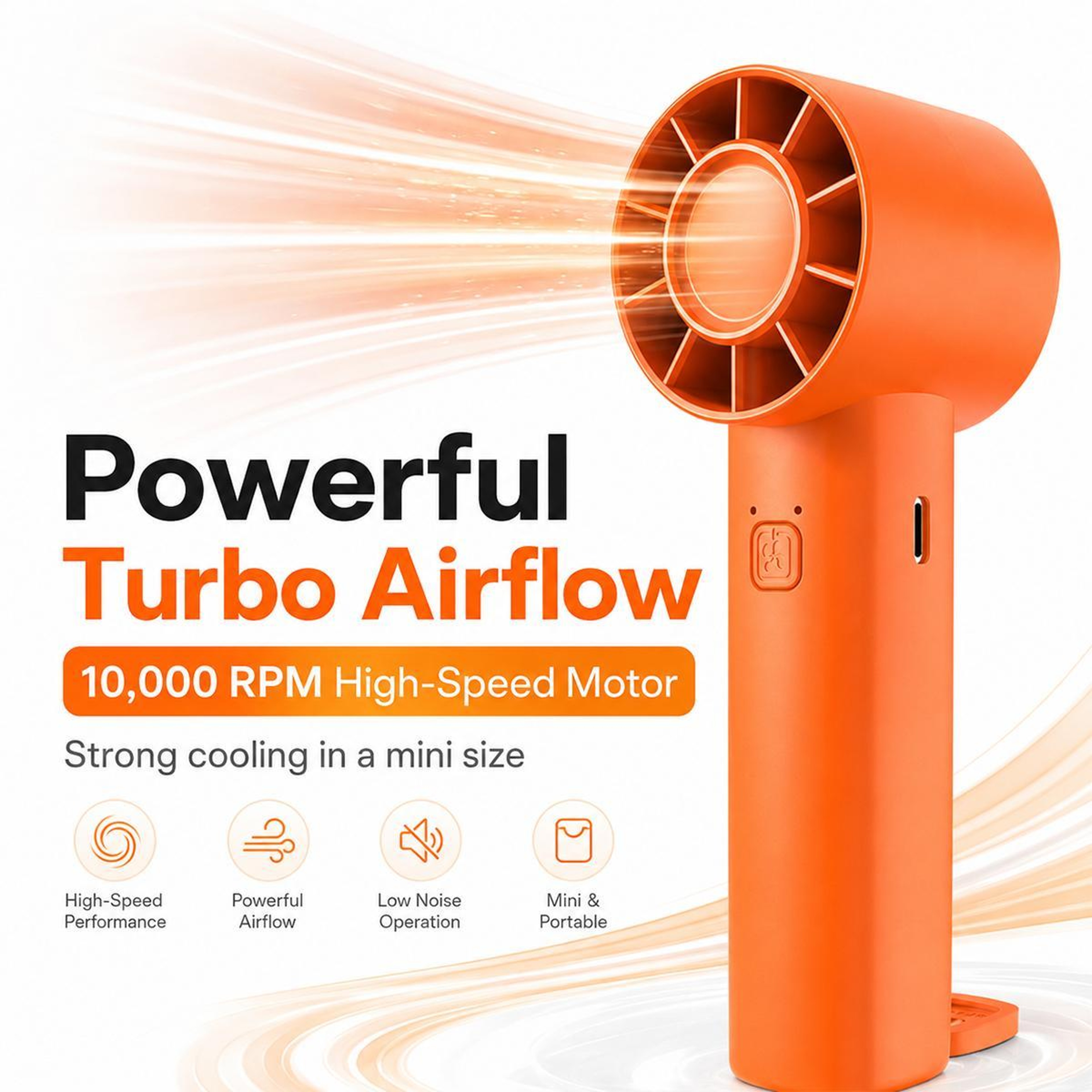 DF91 Portable Handheld Fan With Turbo Airflow And Desktop Stand 3