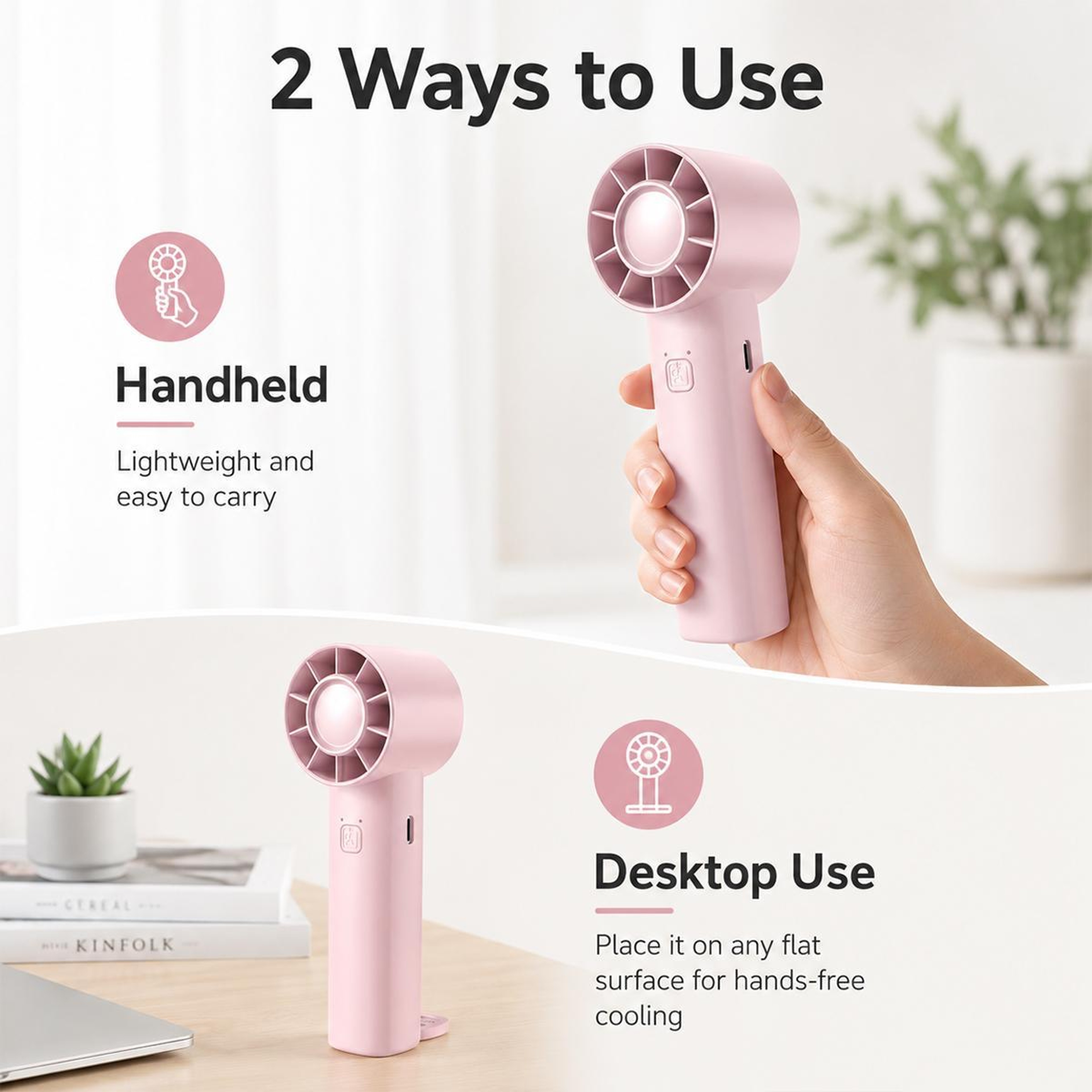 DF91 Portable Handheld Fan With Turbo Airflow And Desktop Stand 4