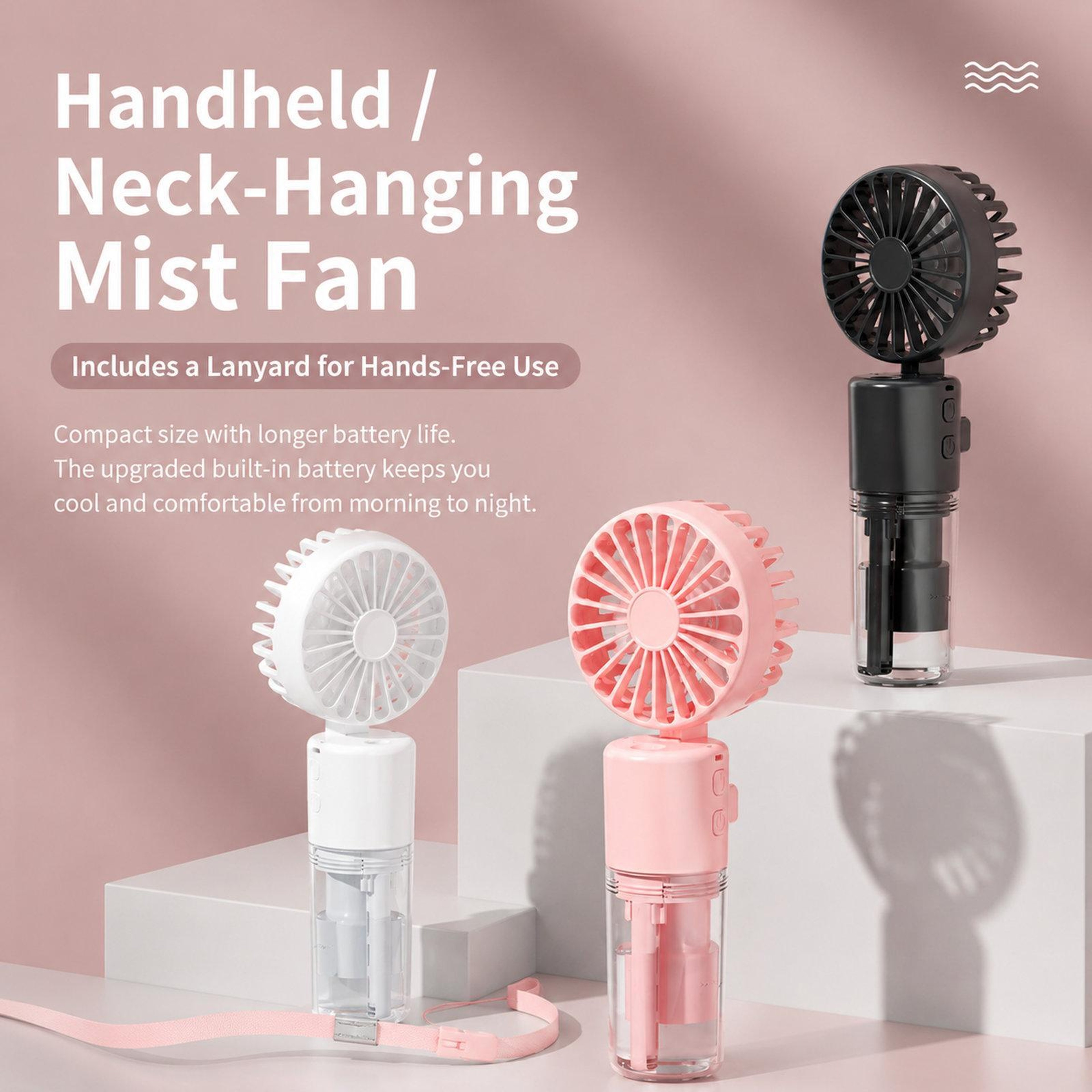 Portable Misting Fan With 4 Speeds Foldable Handheld Fan And TypeC Rechargeable Cooling 2