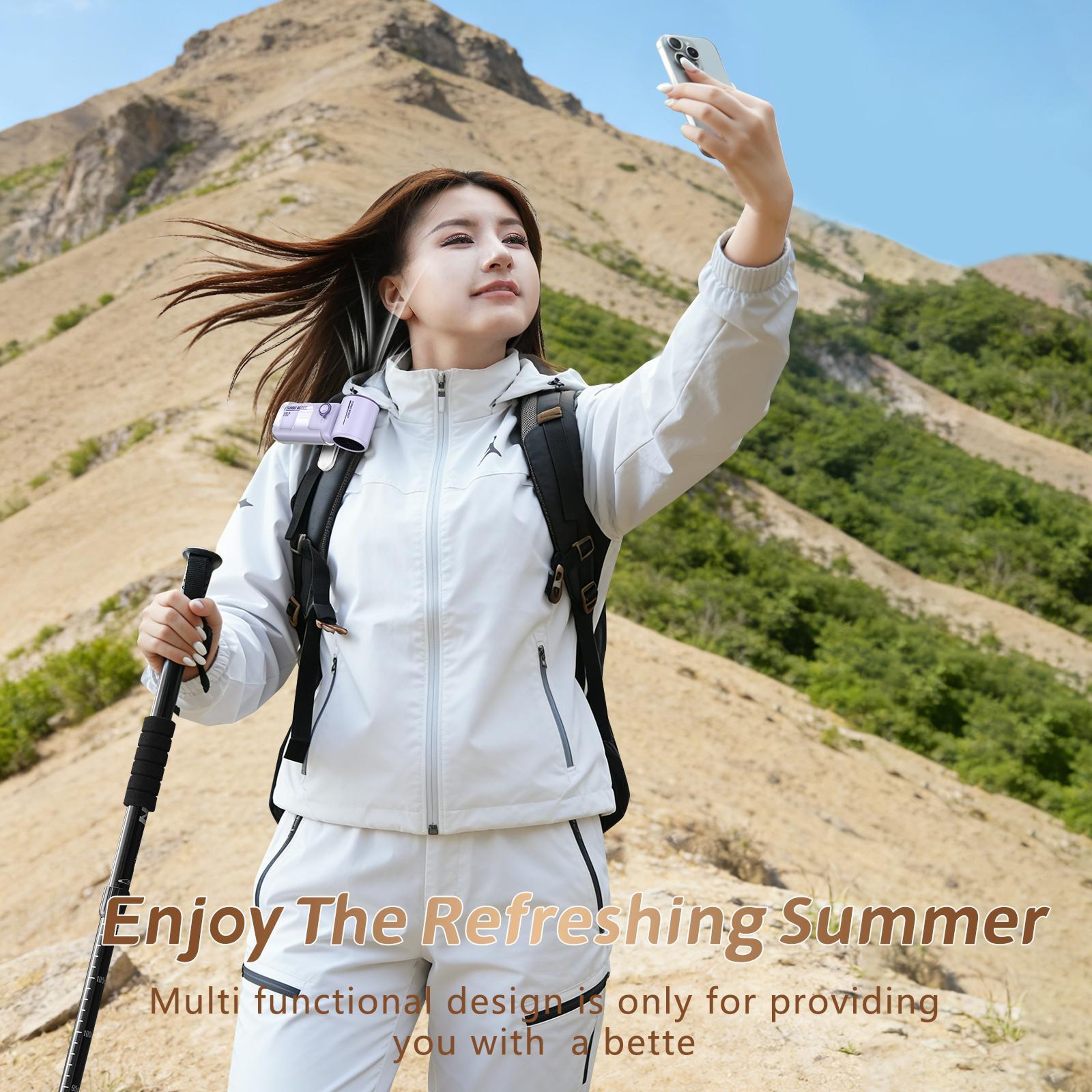 F6 Portable Handheld Fan With Waist Clip Fan Design 5Speed Turbo Cooling And LED Display 6