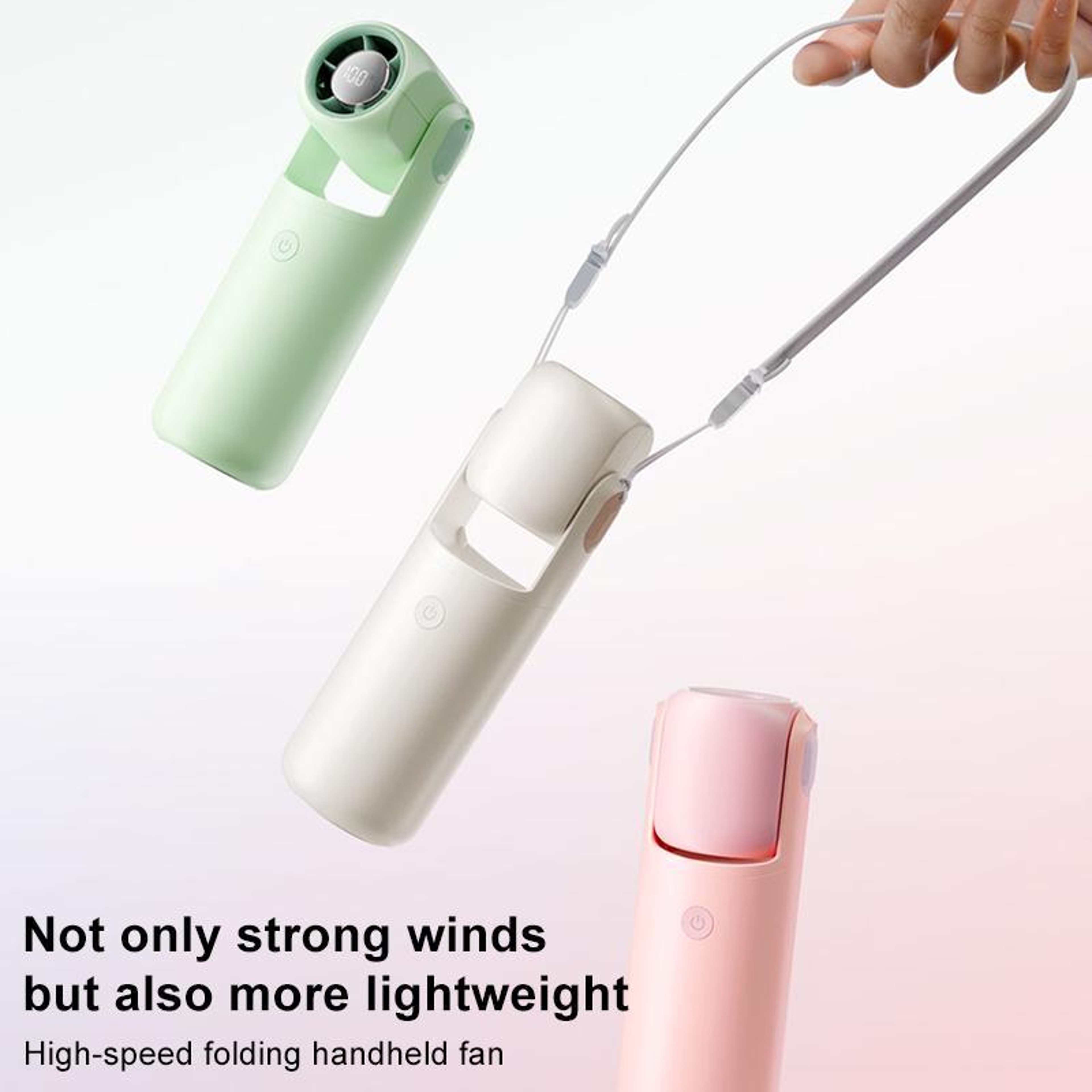 F03 High Speed Handheld Fan With Digital Display Foldable Rechargeable Portable Fan 4