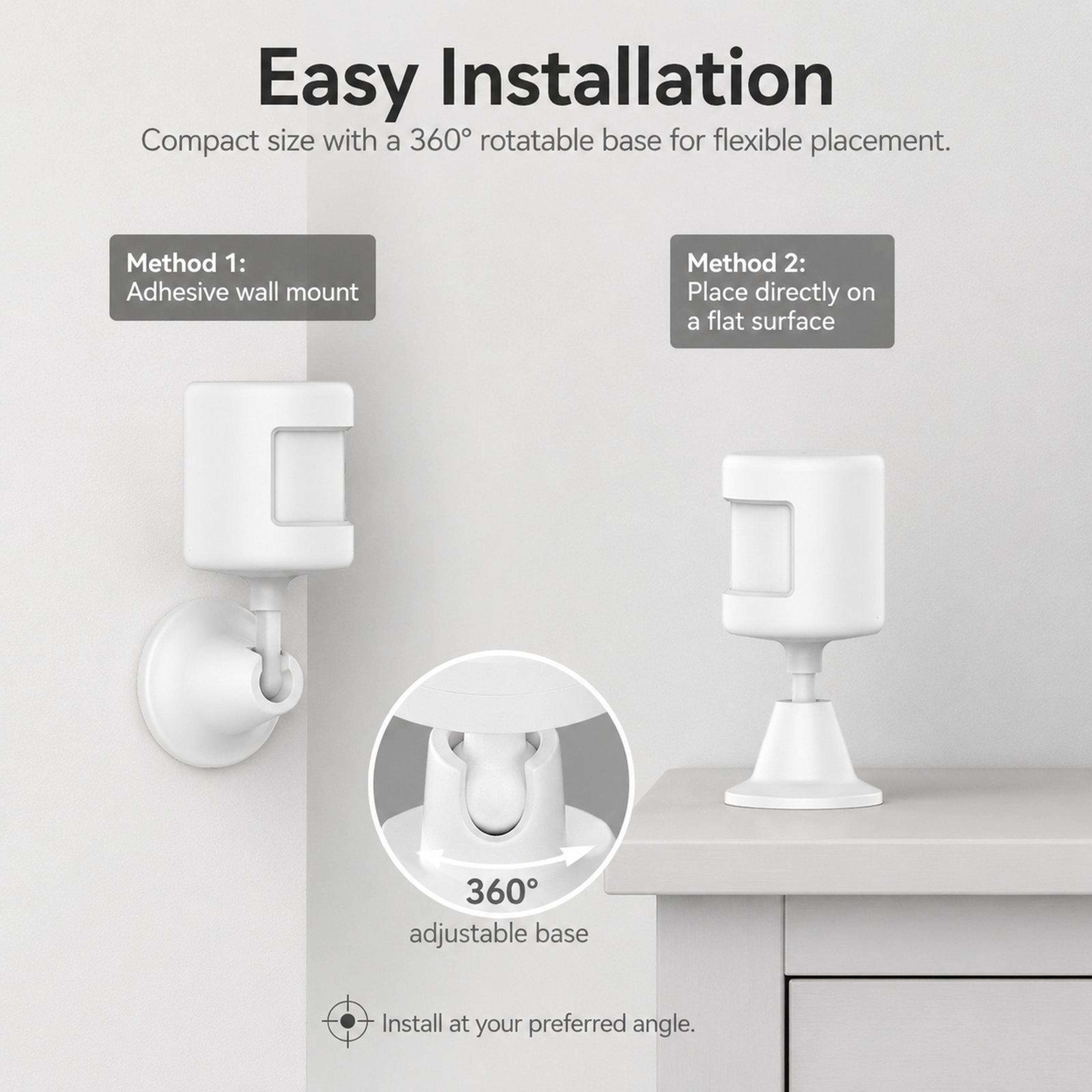 Tuya Zigbee Motion Sensor with PIR Detection, Smart Alerts and 360° Rotating Base – view 6