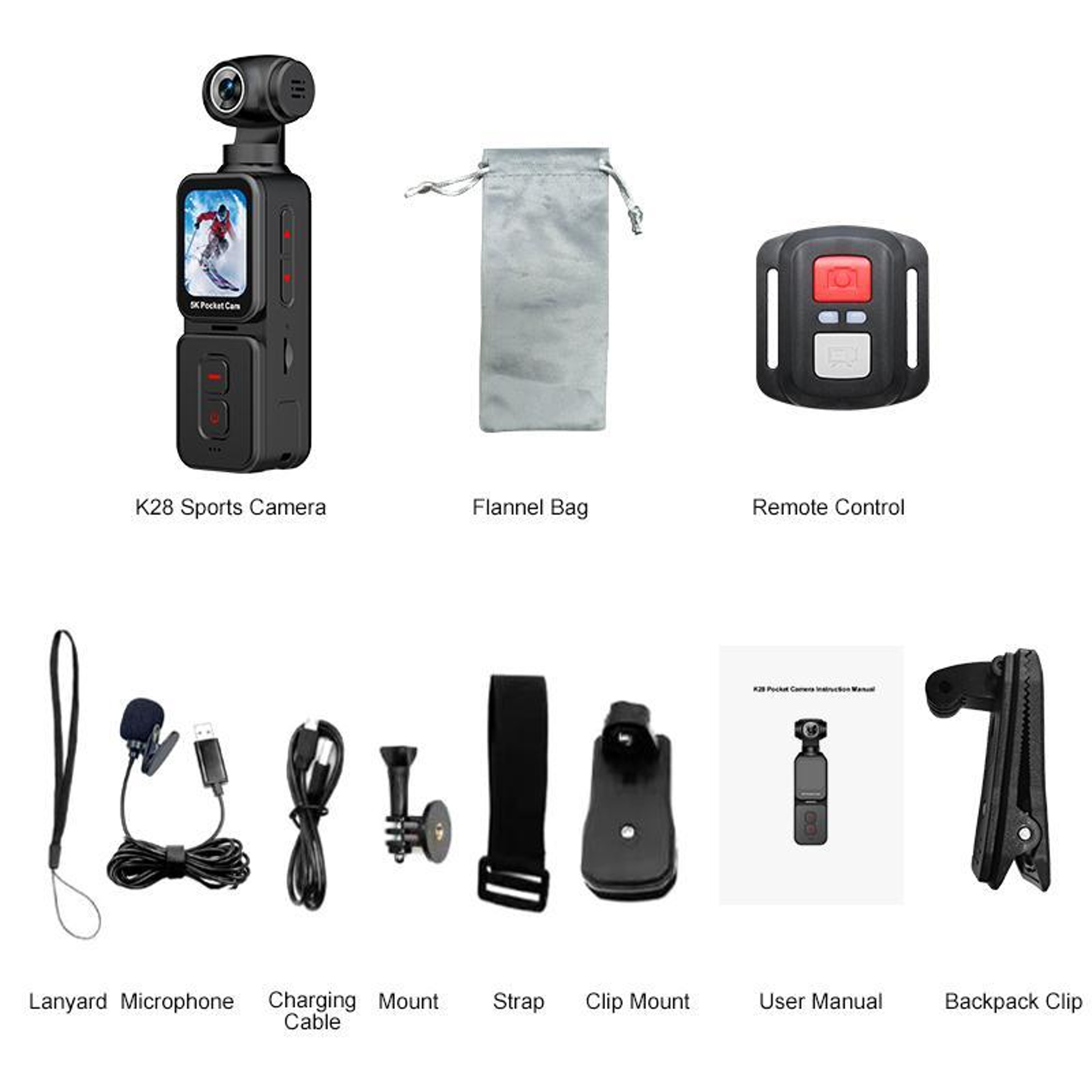 K28 5K Gimbal Camera with 1.69 Inch IPS Screen, 16MP Wide-Angle Lens – view 3