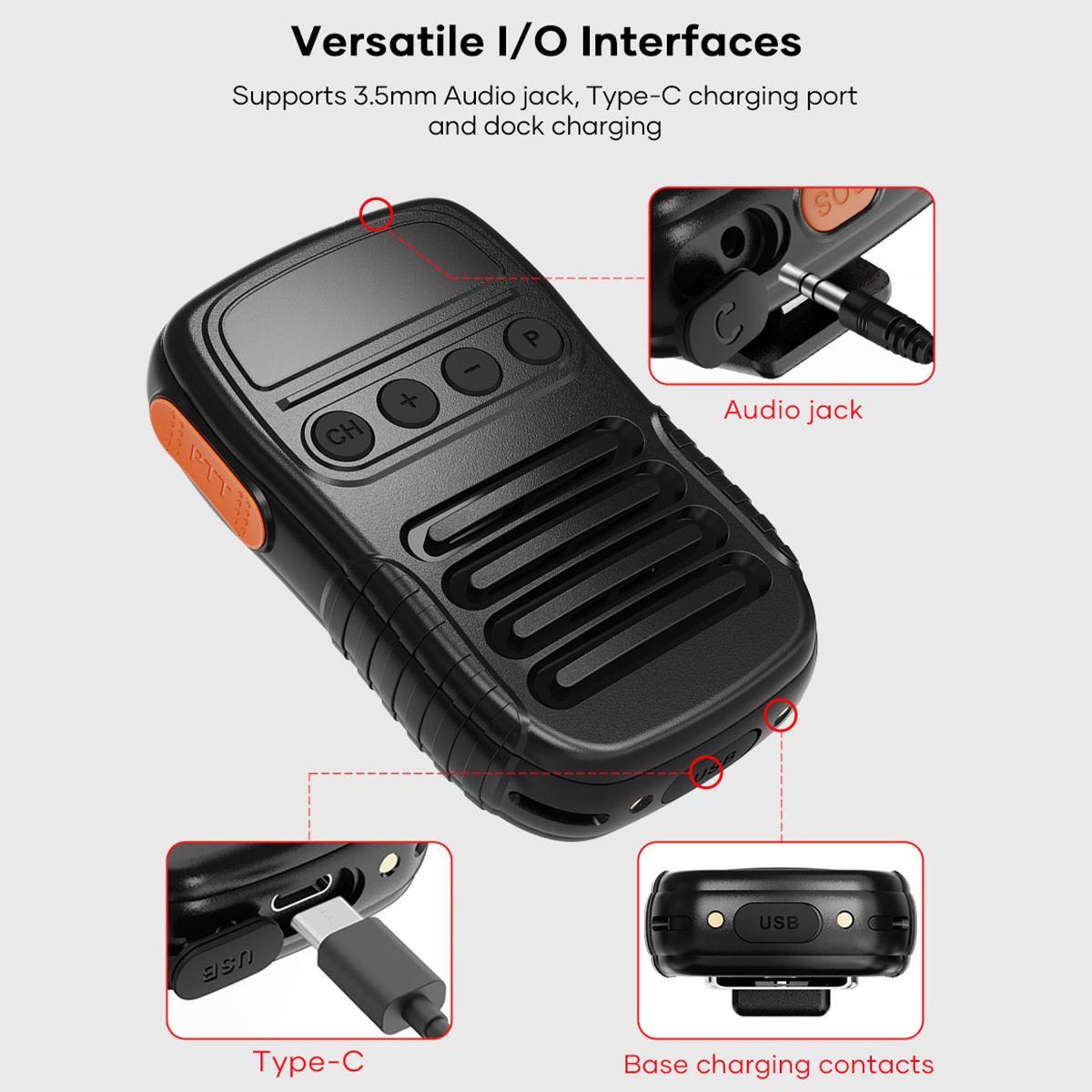 Bluetooth PTT Microphone with 3W Speaker for Zello and iOS Android – view 3
