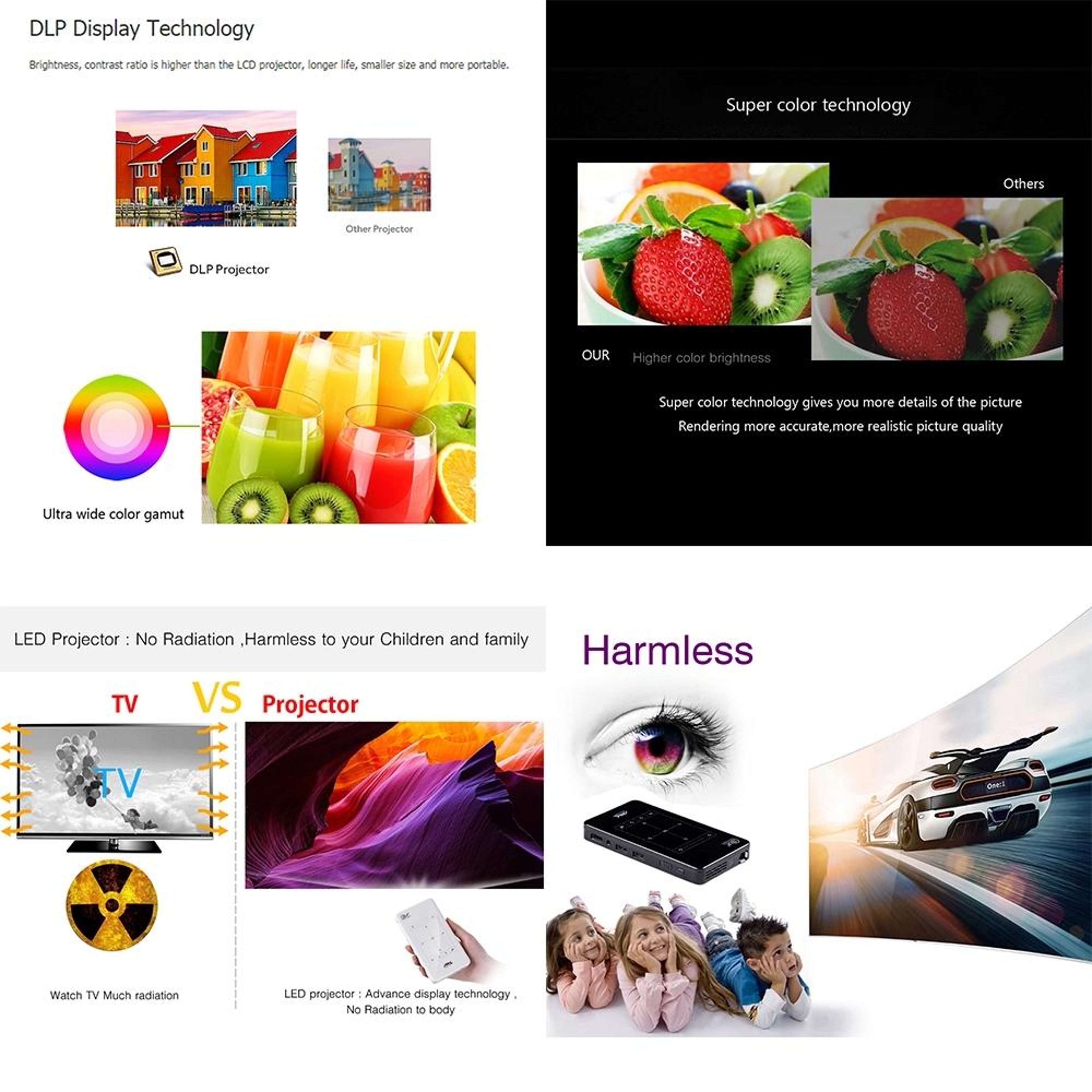 P09 Portable Projector With 4K Decoding DLP Display DualBand WiFi And Bluetooth 4