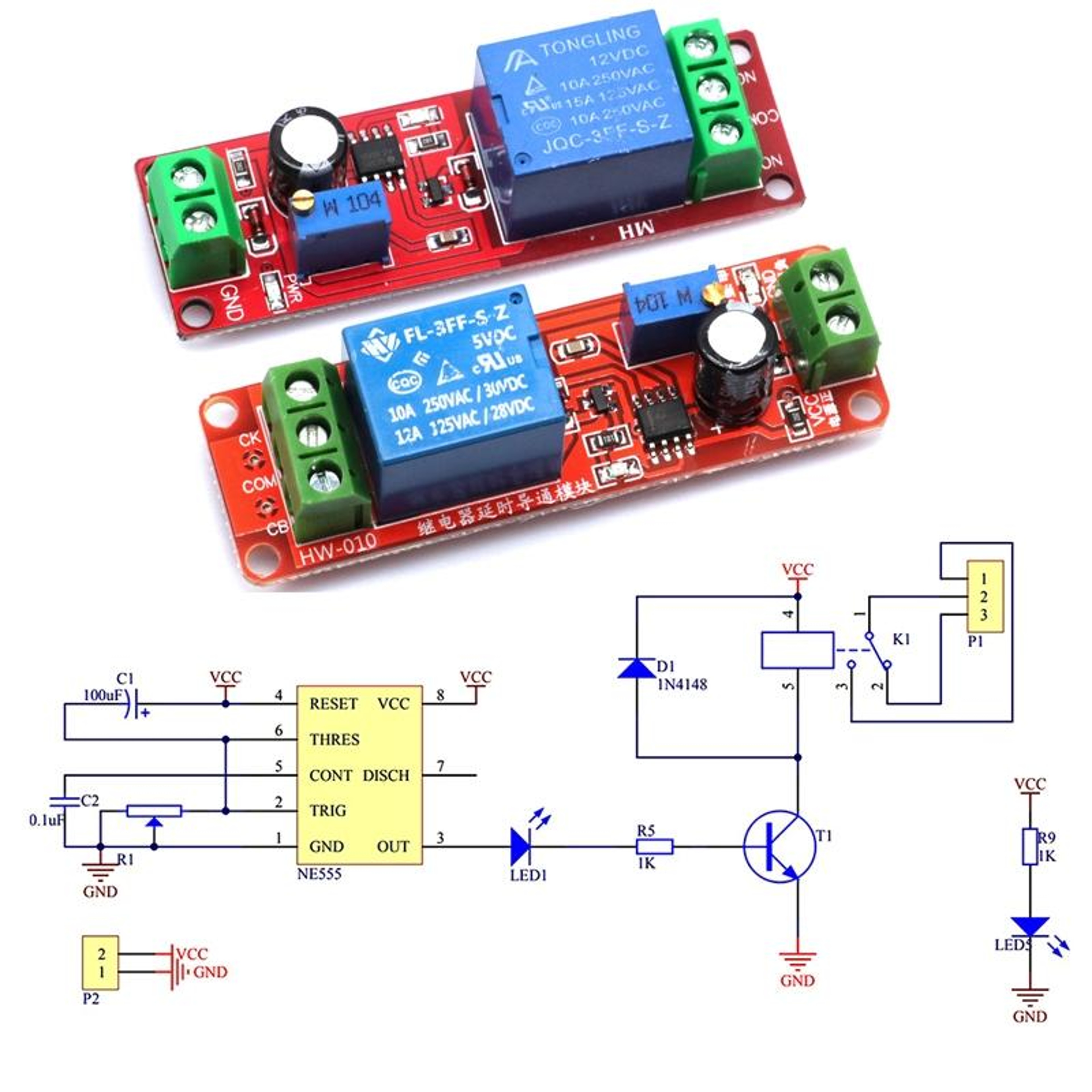 Time Delay Relay Module With Adjustable 010 Second Timer Switch 4