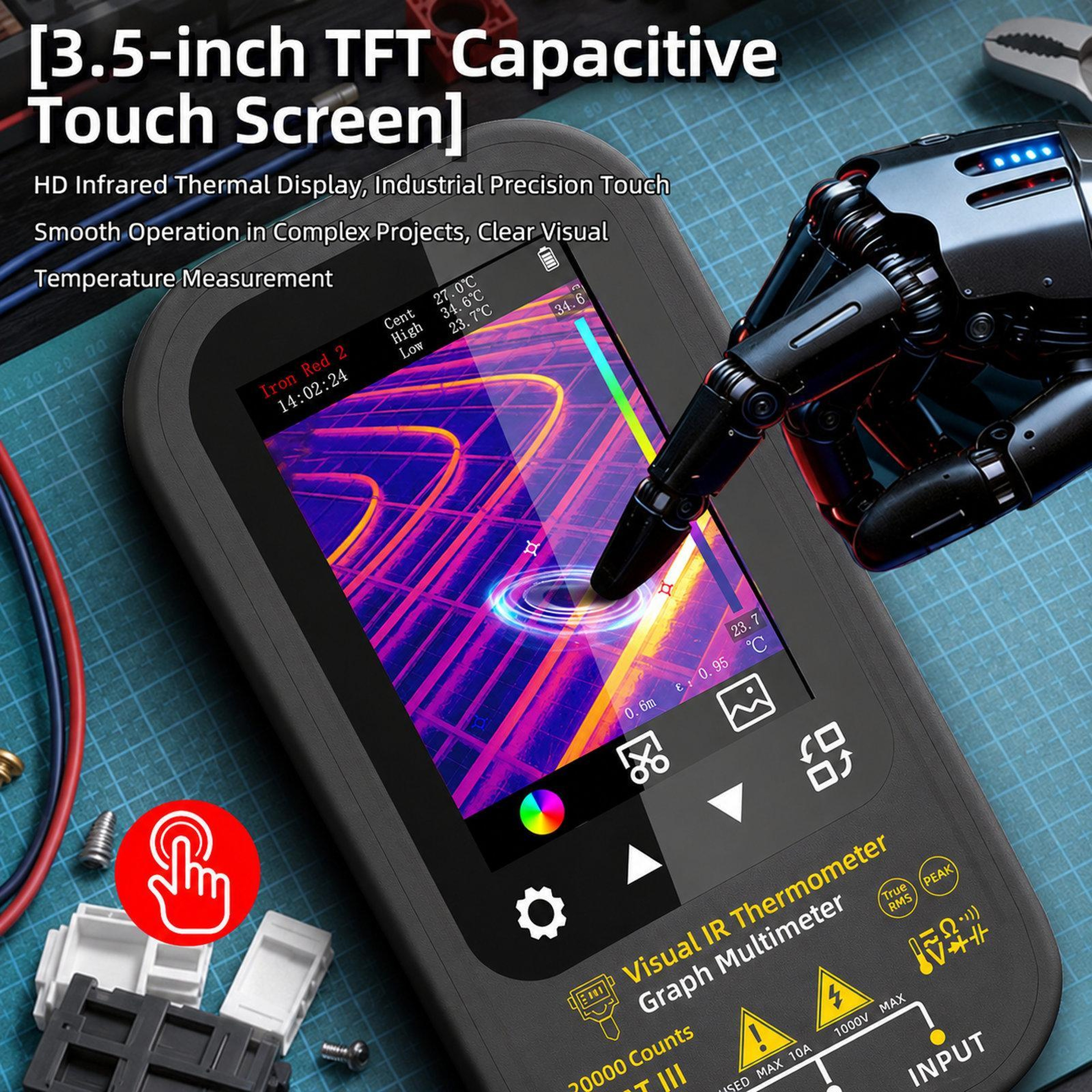 2-in-1 Thermal Imaging Multimeter with Touchscreen Infrared Thermal Imager – view 12