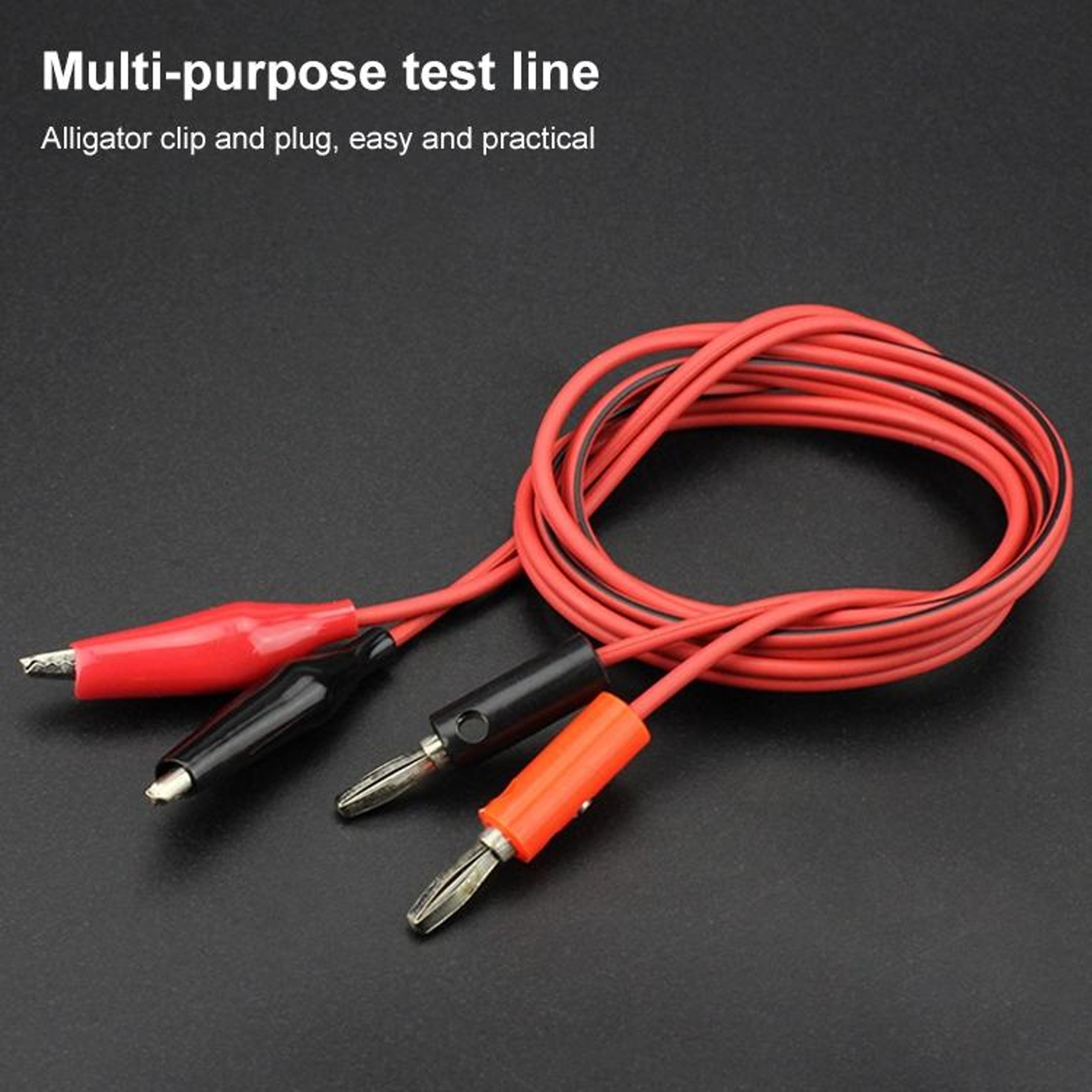1M Banana Plug to Alligator Clip Test Cable with Flexible Silicone Copper Wire – view 3