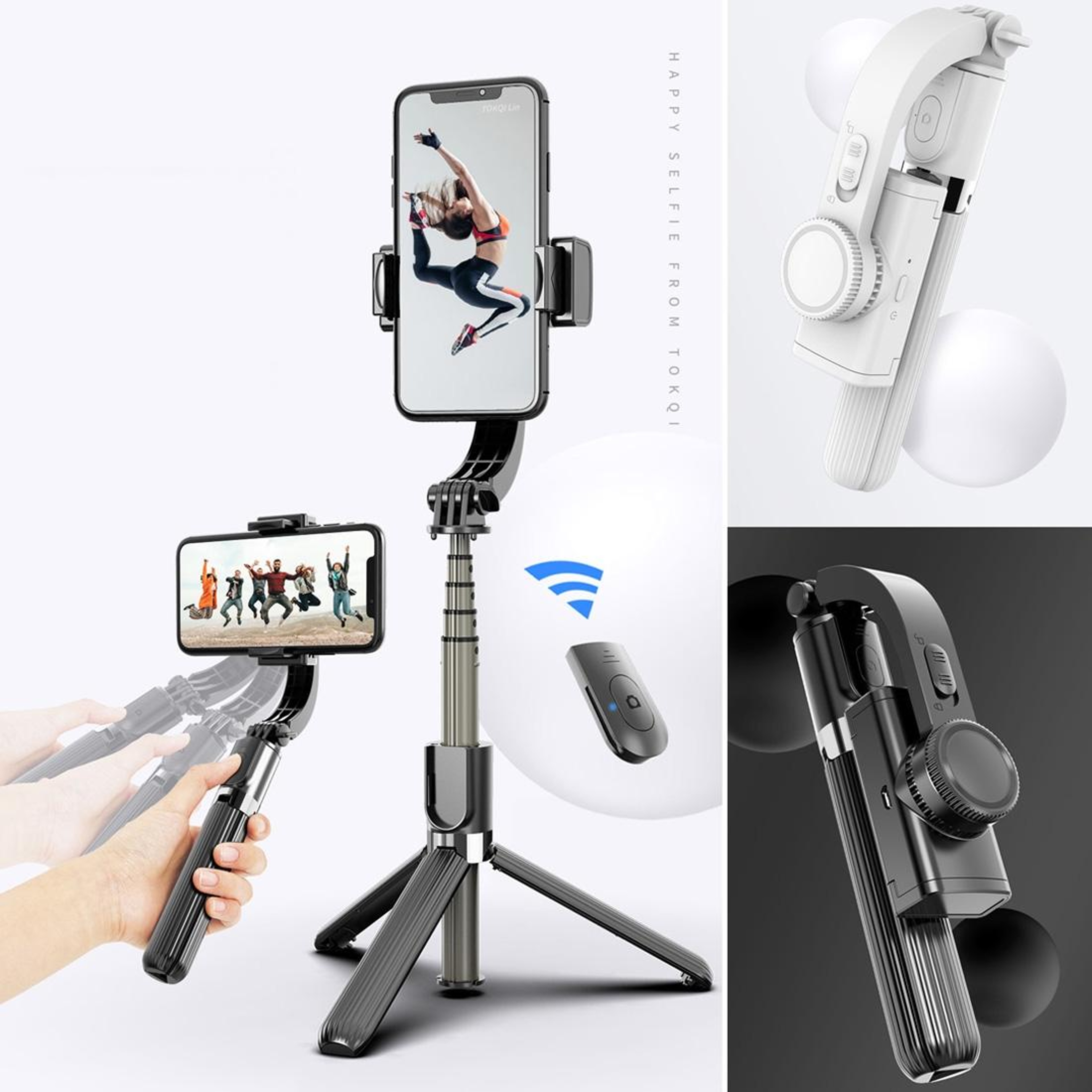 Gimbal Stabilizer Selfie Stick With Bluetooth Remote And Tripod 1