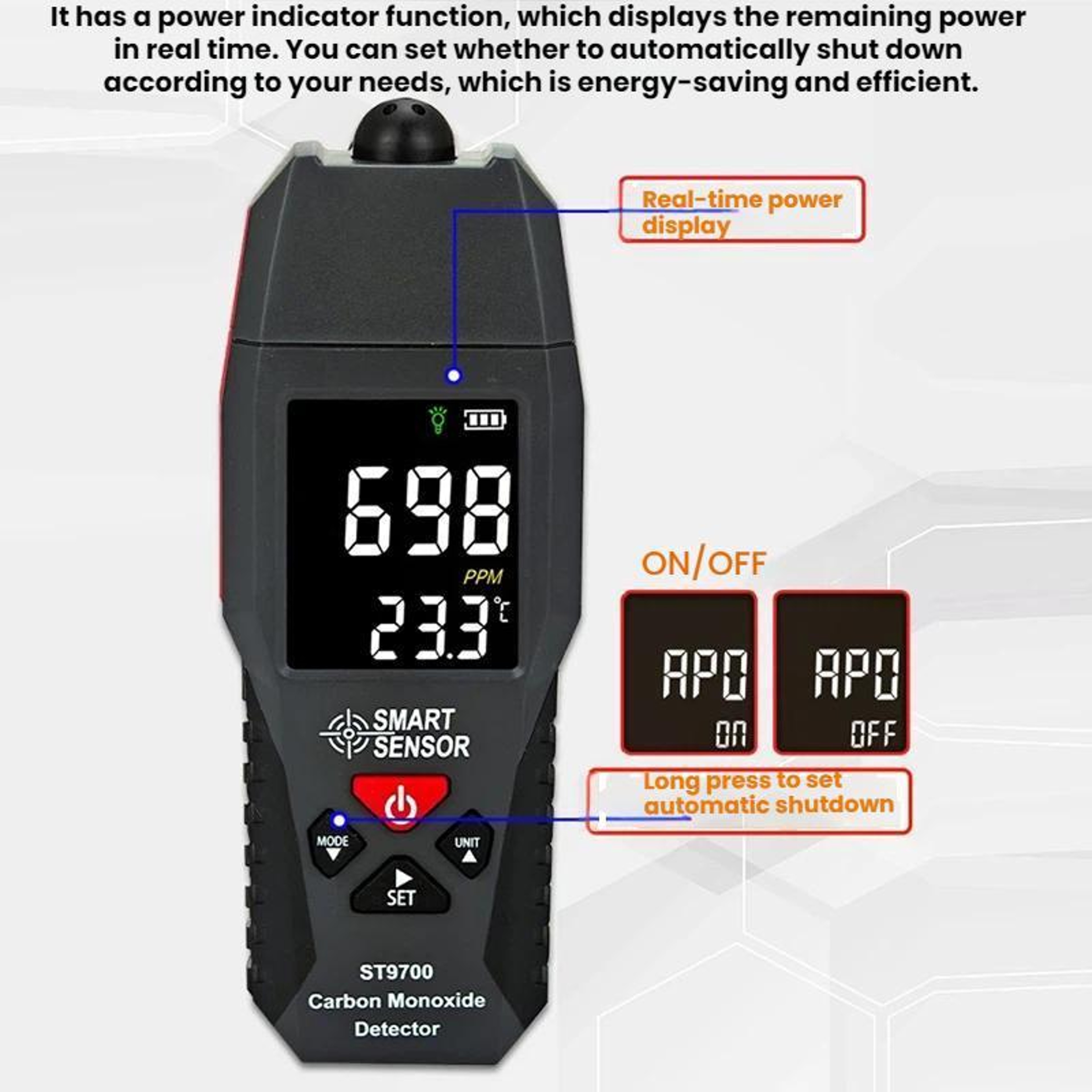 Smart Sensor Carbon Monoxide Detector Portable CO Gas Detector 7