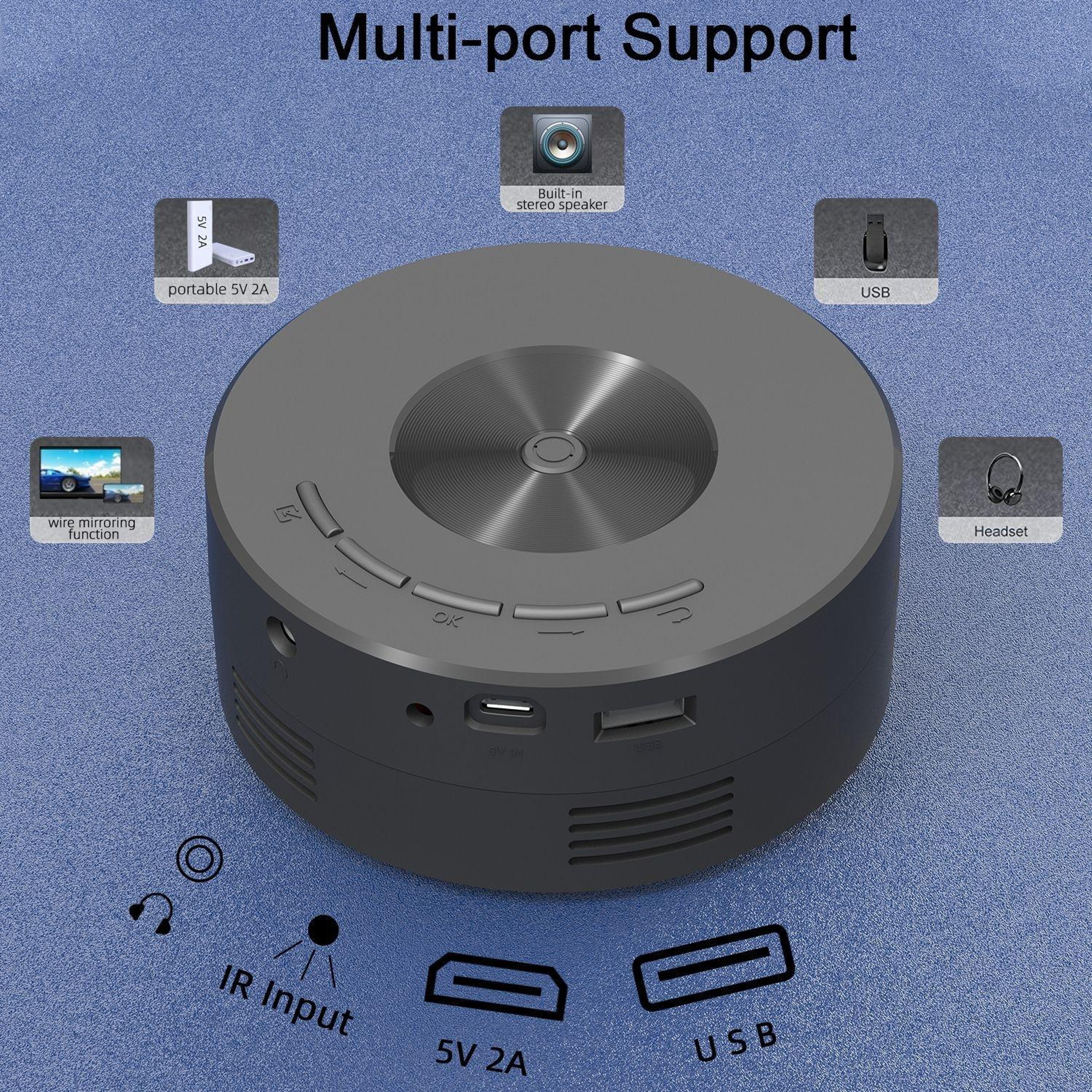 YT200 Portable Mini Projector With Phone Screen Mirroring And 100Inch Display 5