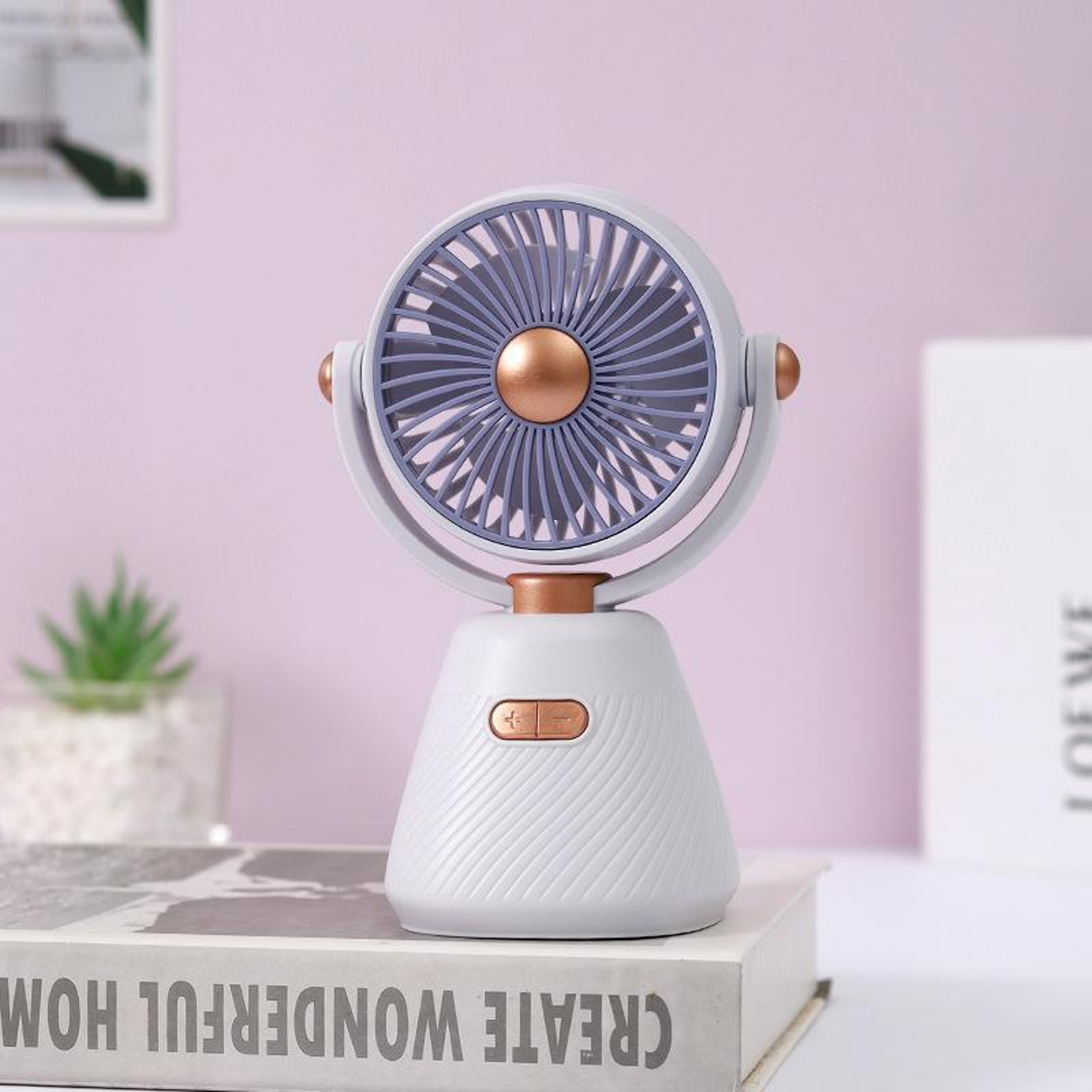 100-Speed Mini Rechargeable Desk Fan with 180° Adjustable Airflow – view 1