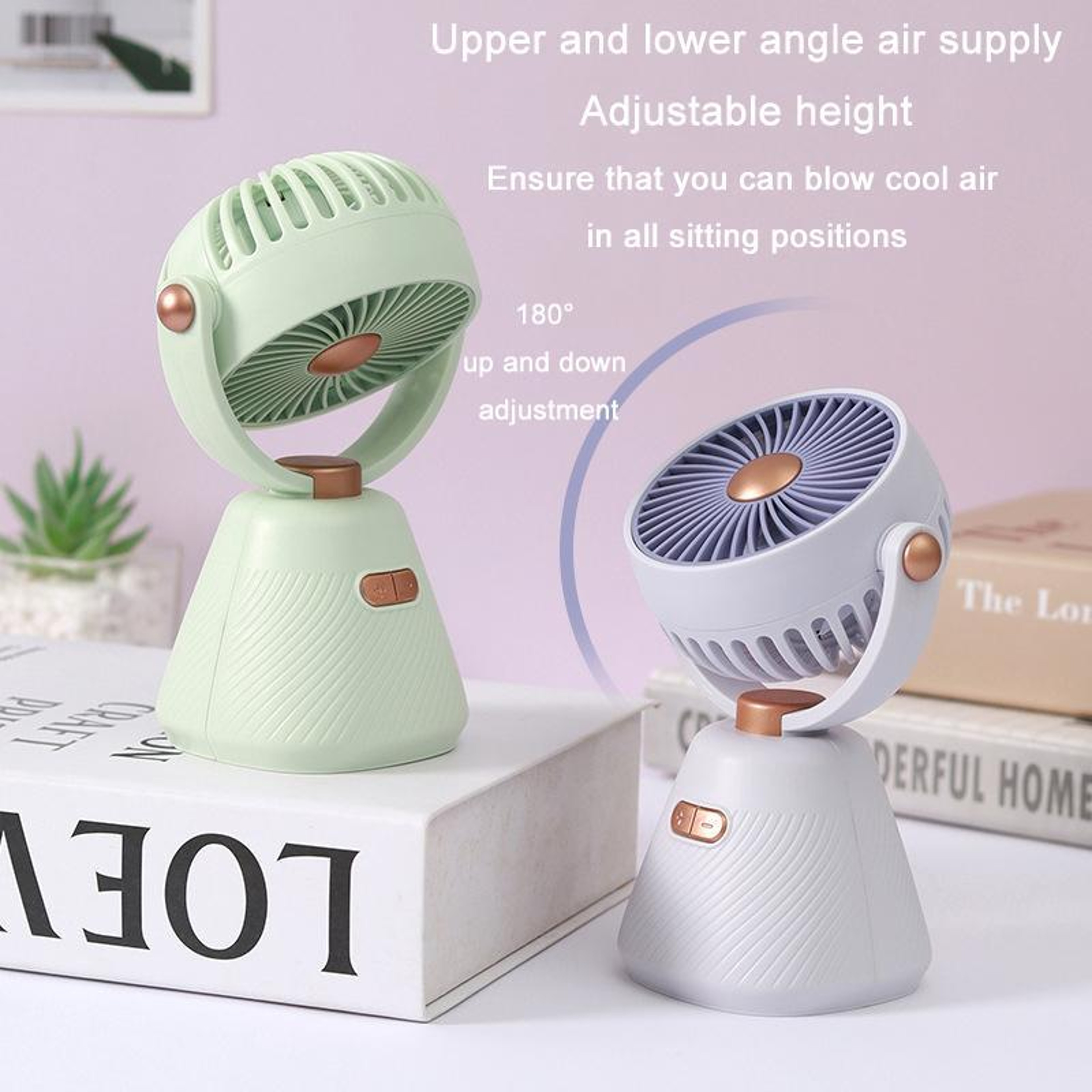 100-Speed Mini Rechargeable Desk Fan with 180° Adjustable Airflow – view 5