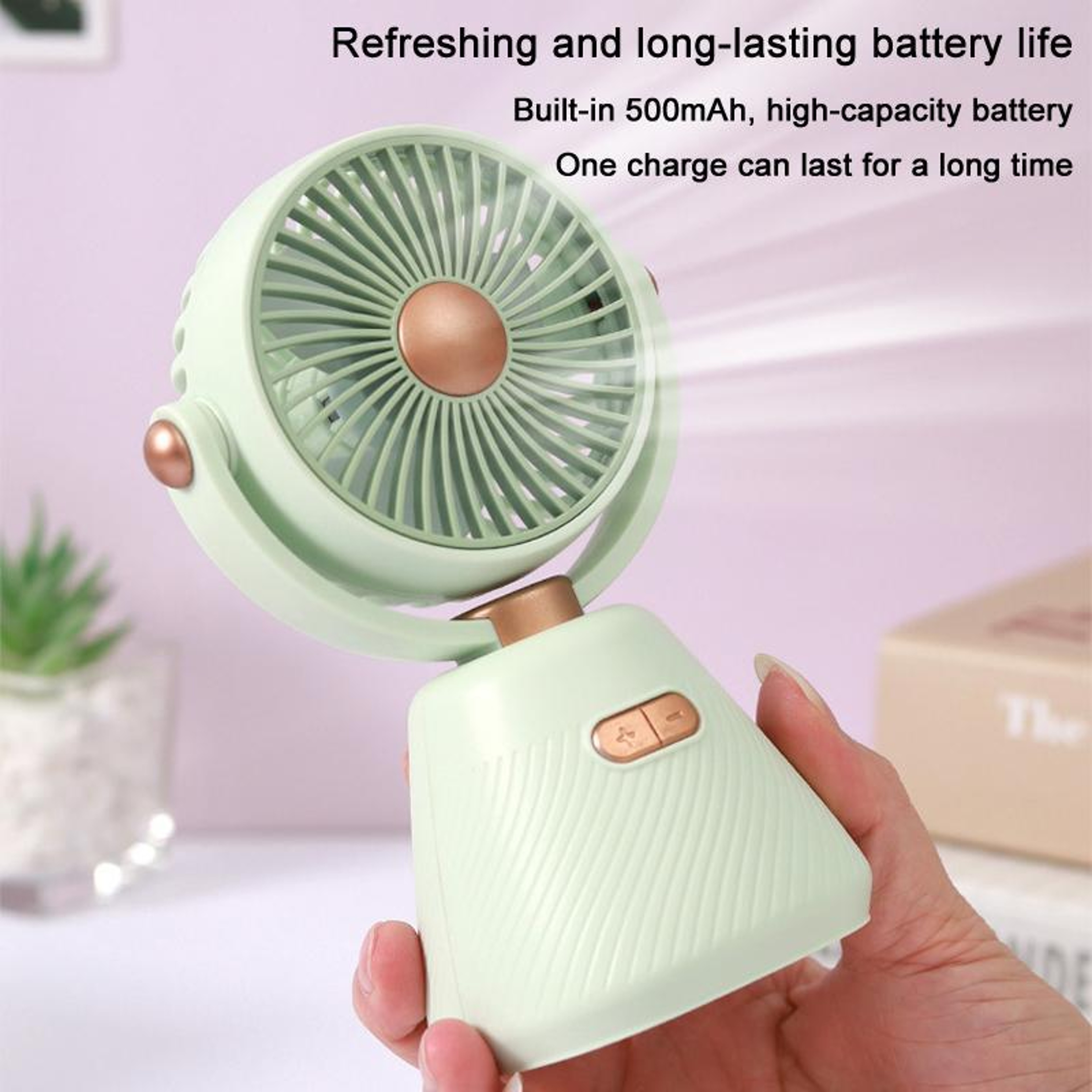 100-Speed Mini Rechargeable Desk Fan with 180° Adjustable Airflow – view 7
