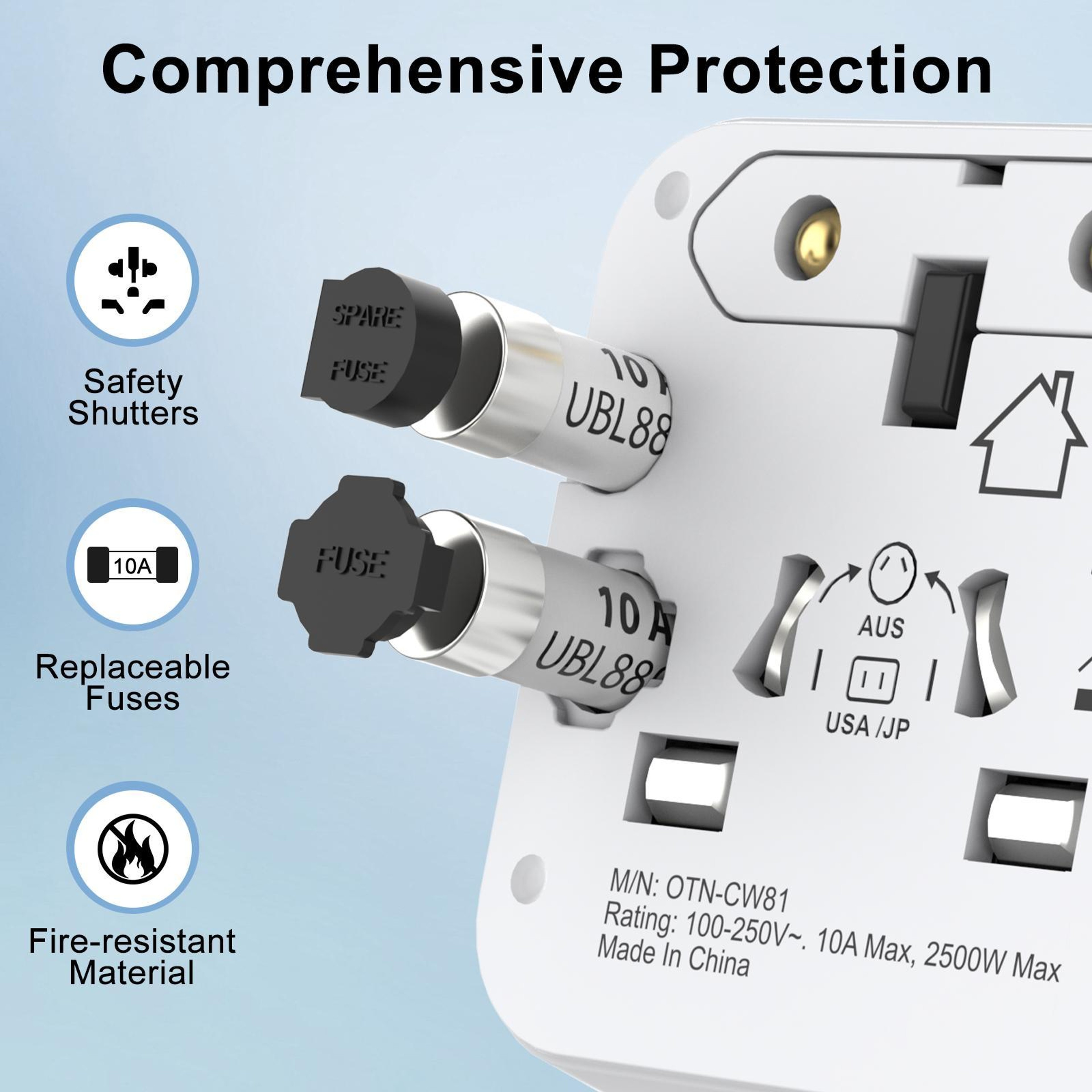 Universal Travel Adapter with Multi-Device Power and Worldwide Plug Compatibility – view 8