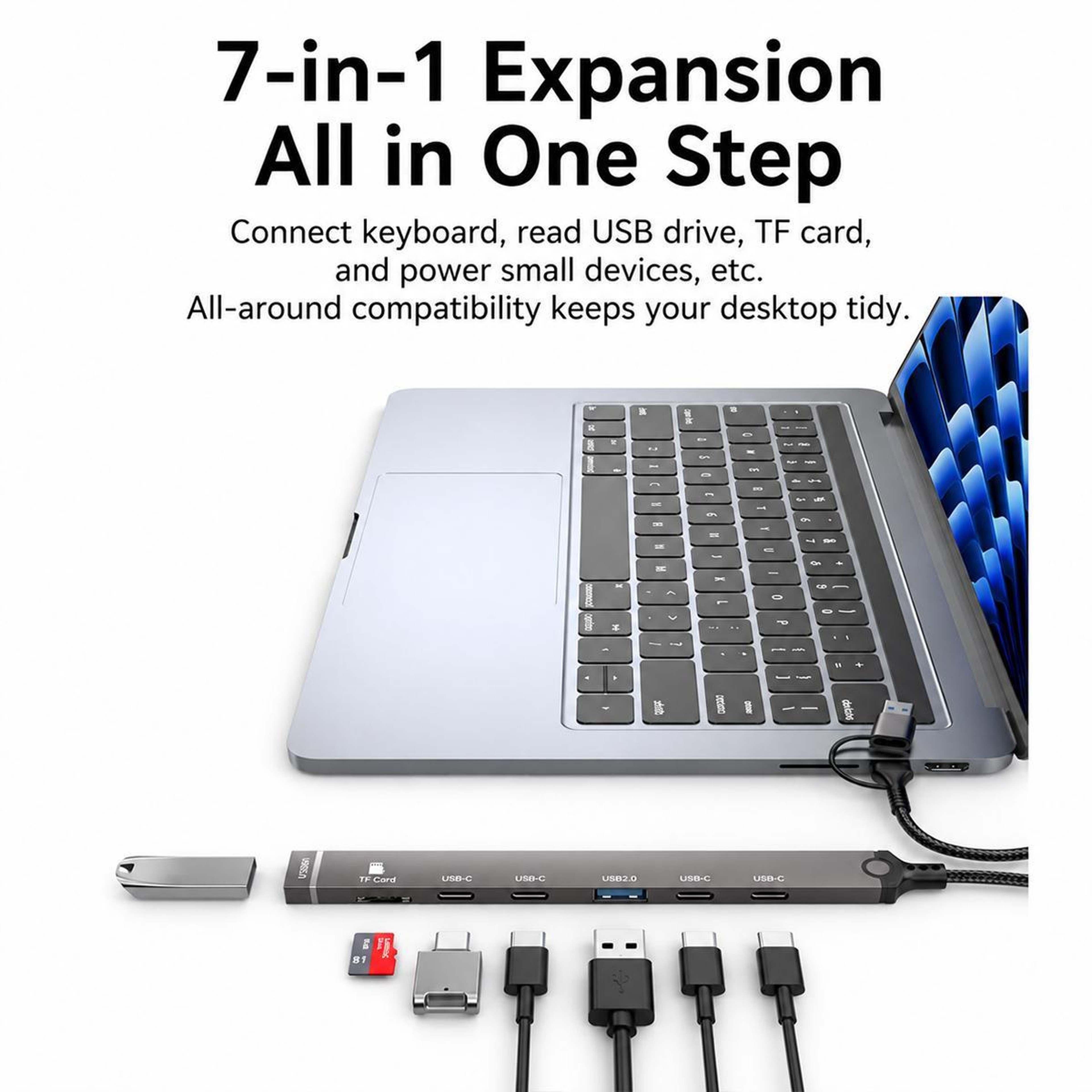 7-Port USB-C Hub with TF Card Reader and USB-A Dual Input – view 6