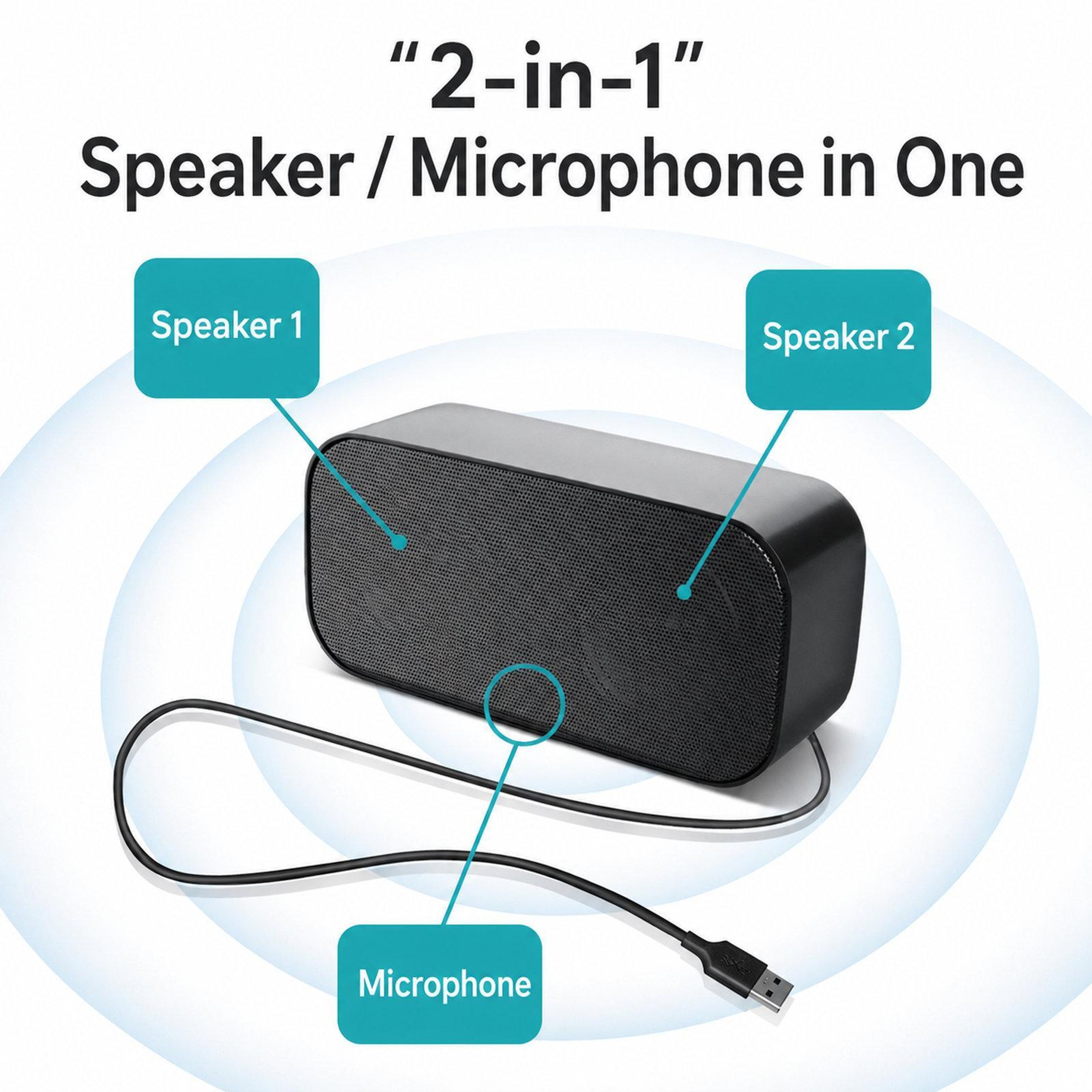 USB Computer Speaker with Microphone and Mini Stereo Soundbar – view 4