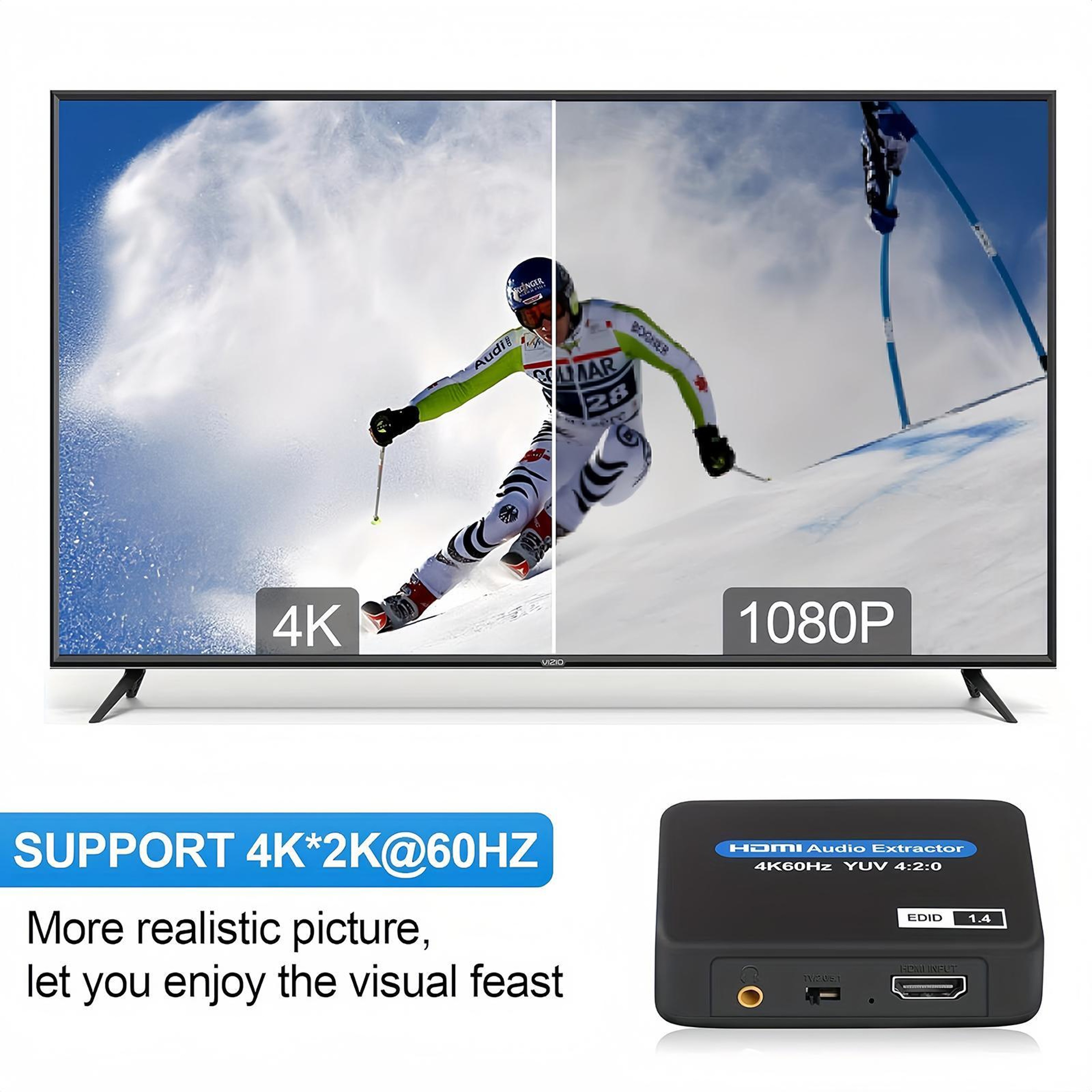 4K 60Hz HDMI Audio Extractor with ARC, Optical SPDIF and 3.5mm Audio – view 3