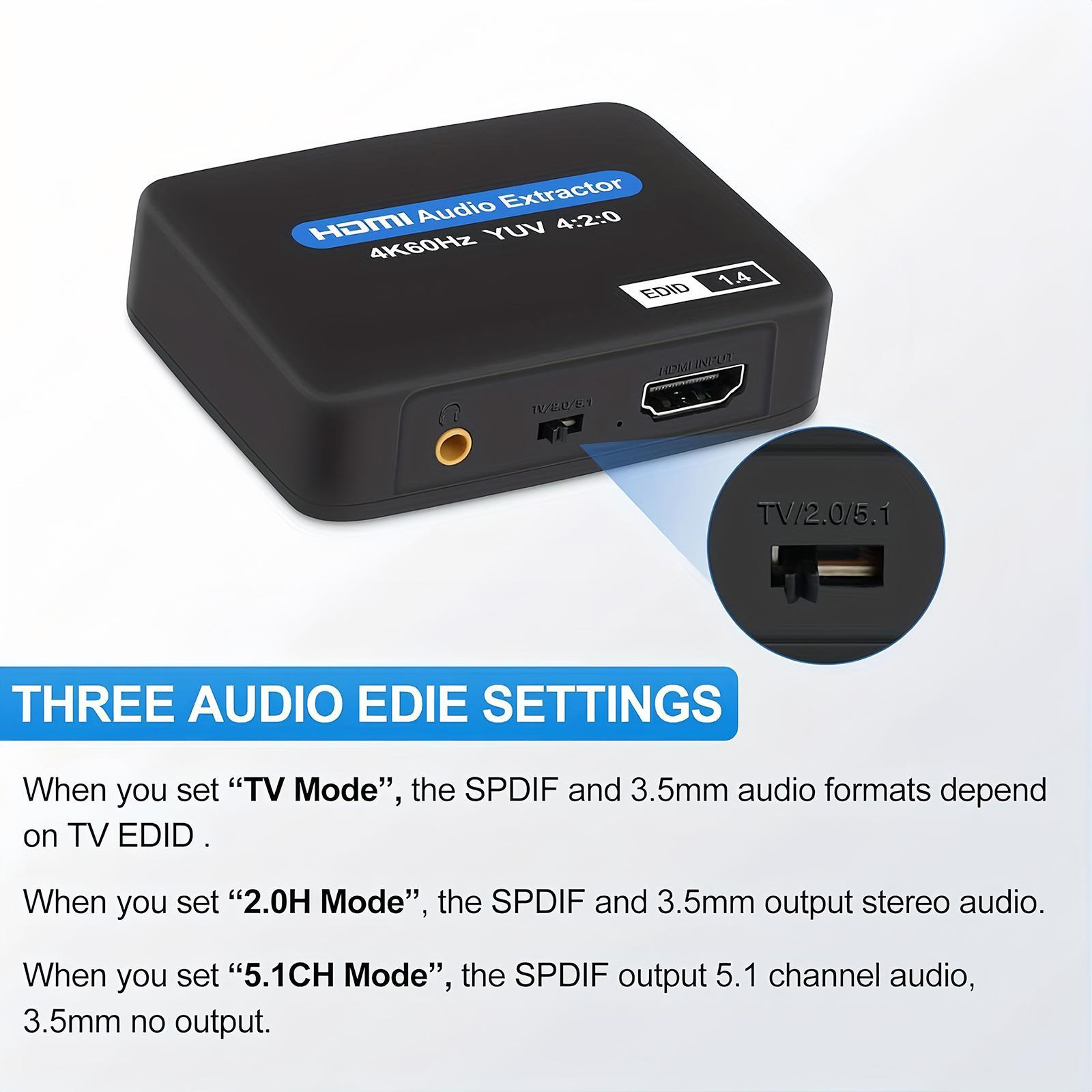 4K 60Hz HDMI Audio Extractor with ARC, Optical SPDIF and 3.5mm Audio – view 5