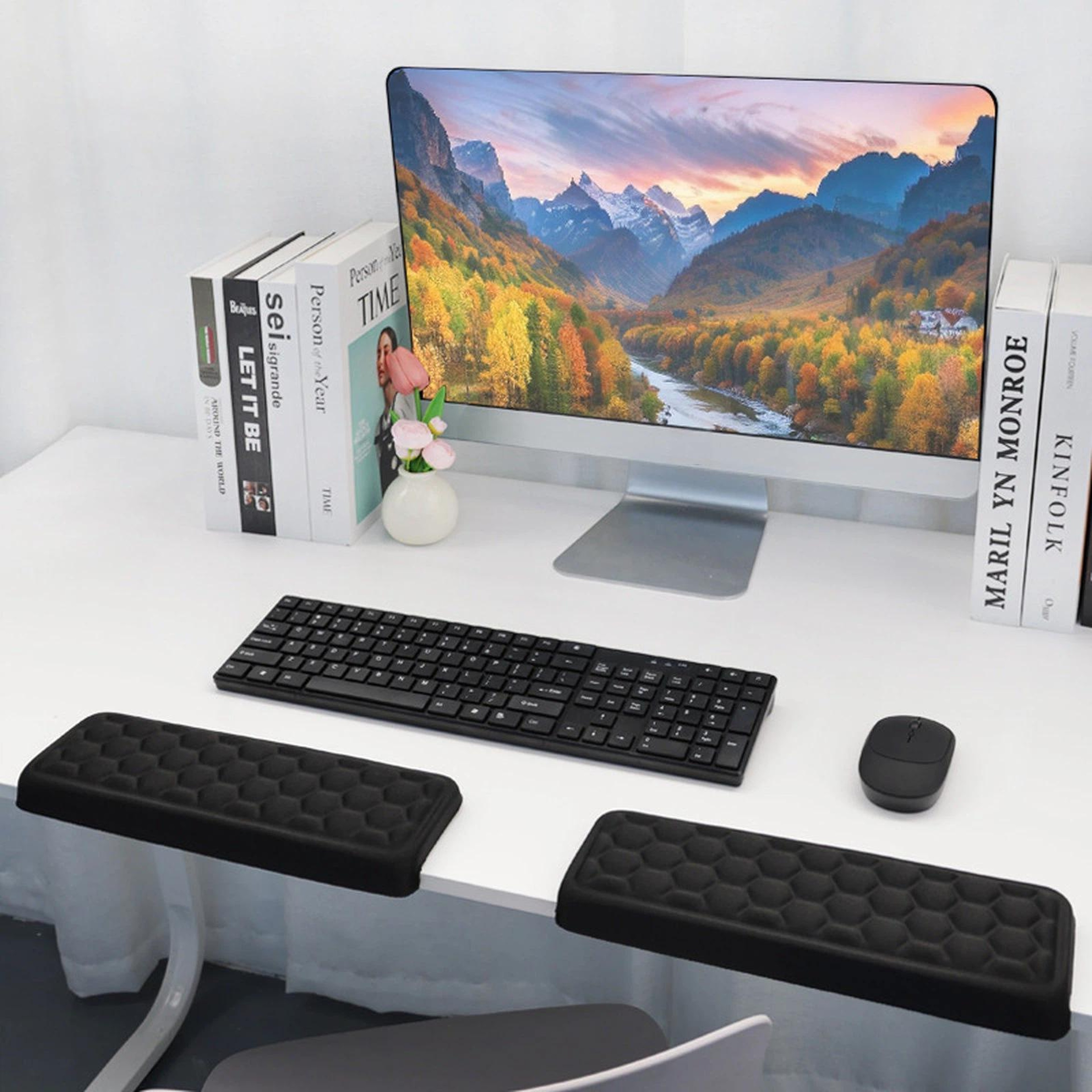 Ergonomic L-Shaped Desk Elbow Pad with Keyboard Wrist Rest and Non-Slip Foam Support – view 3