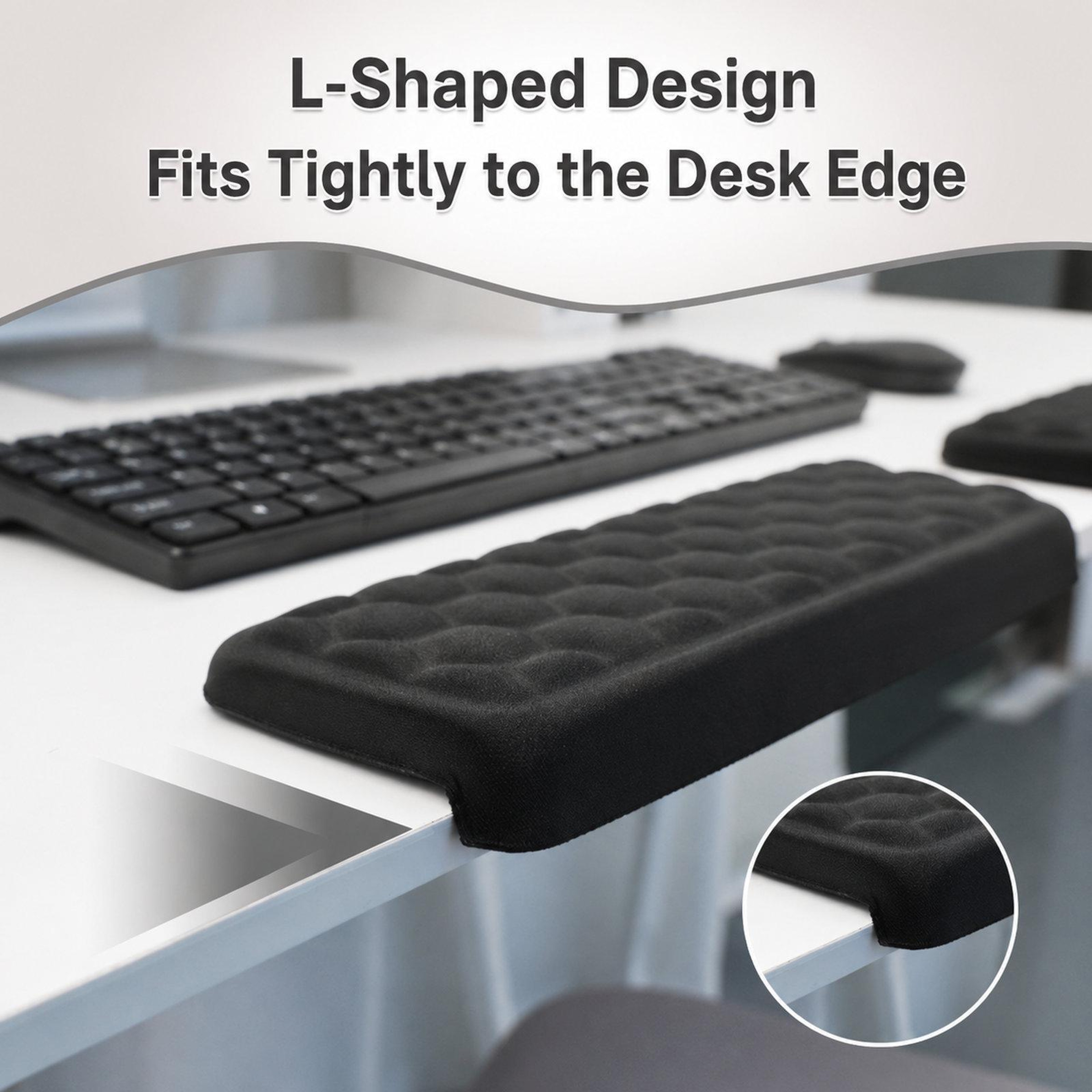 Ergonomic L-Shaped Desk Elbow Pad with Keyboard Wrist Rest and Non-Slip Foam Support – view 4