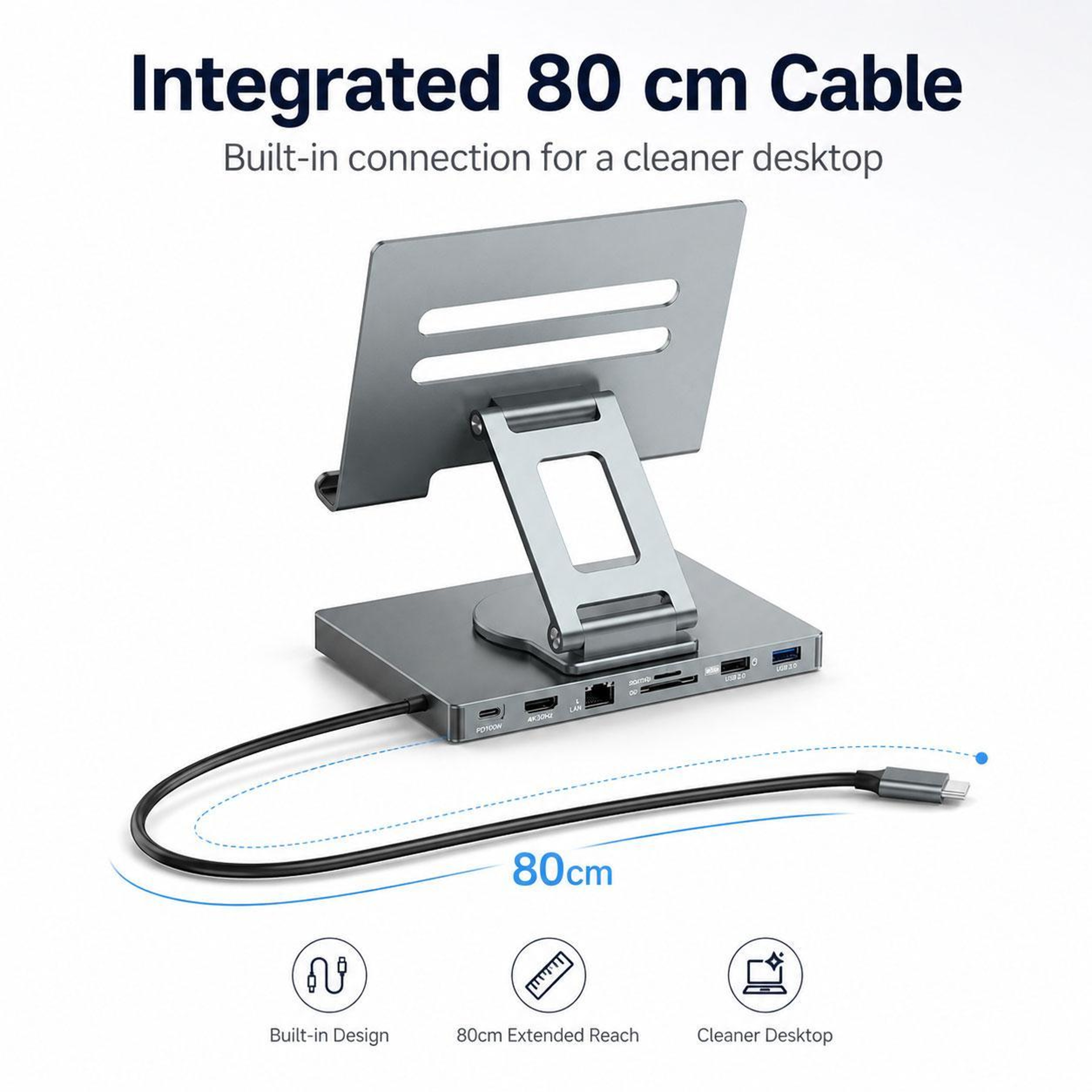 7-in-1 USB-C Docking Station with 4K HDMI and 360° Rotating Tablet Stand – view 5