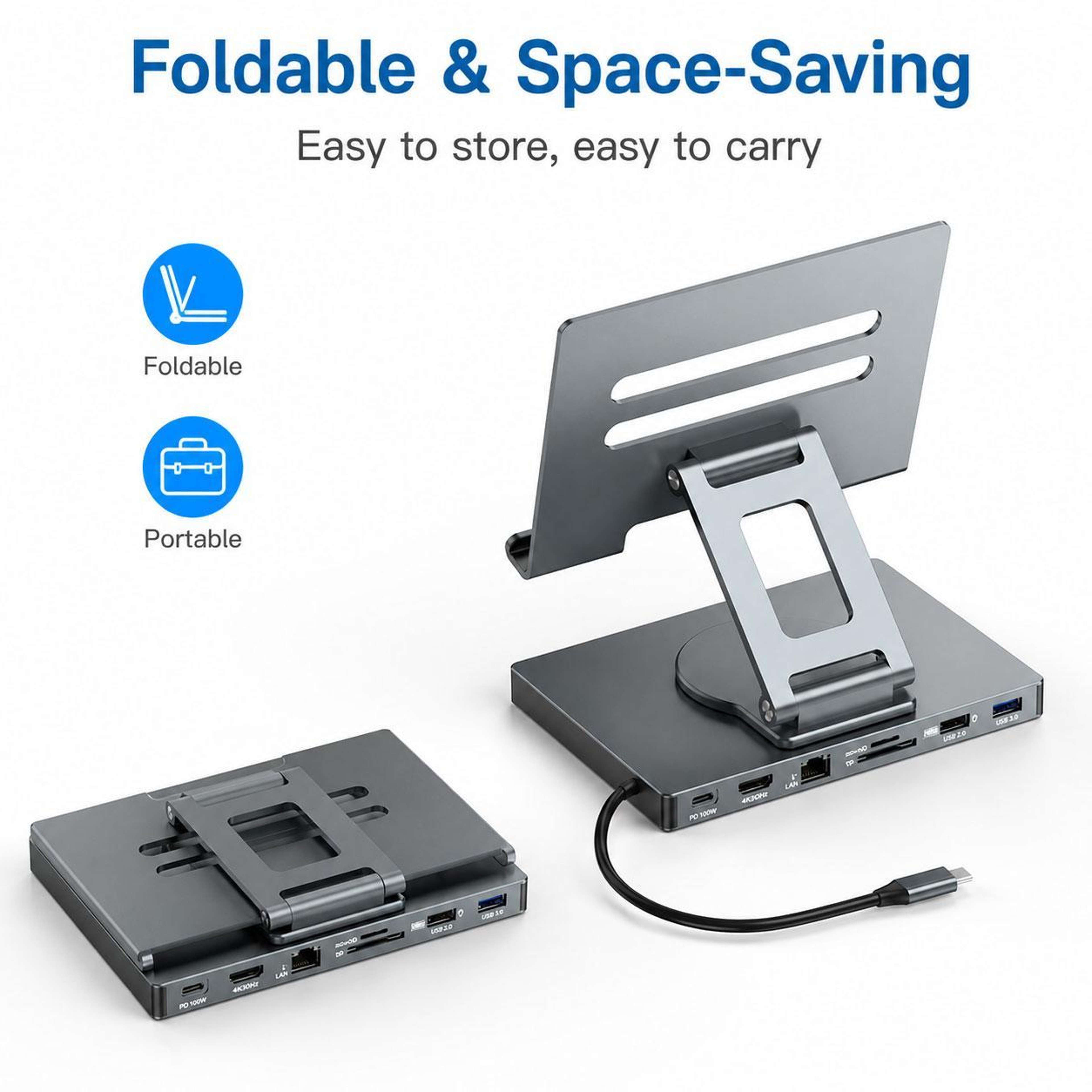 7-in-1 USB-C Docking Station with 4K HDMI and 360° Rotating Tablet Stand – view 8