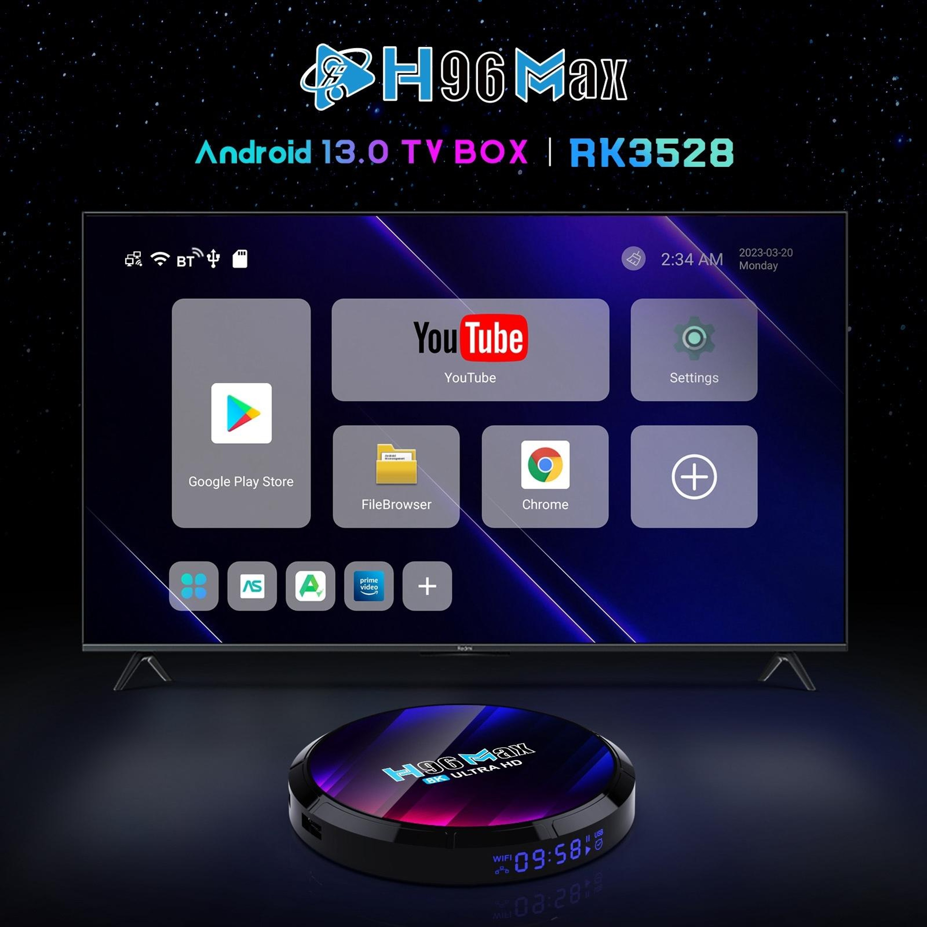 H96 Max Android TV Box With Android 13 8K Video Decoding WiFi 6 1