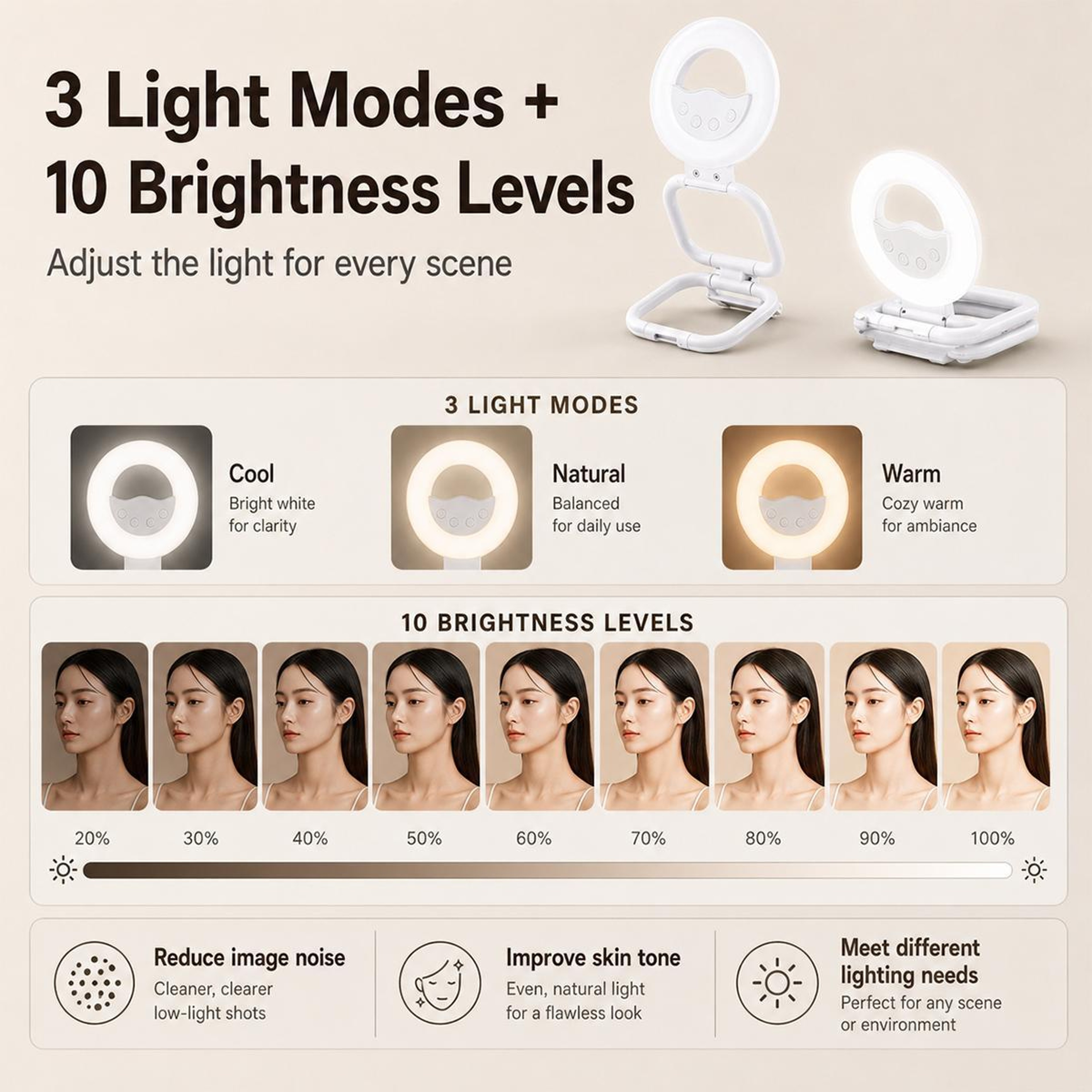 Portable Magnetic Ring Light Phone Stand with Adjustable LED Fill Light – view 11
