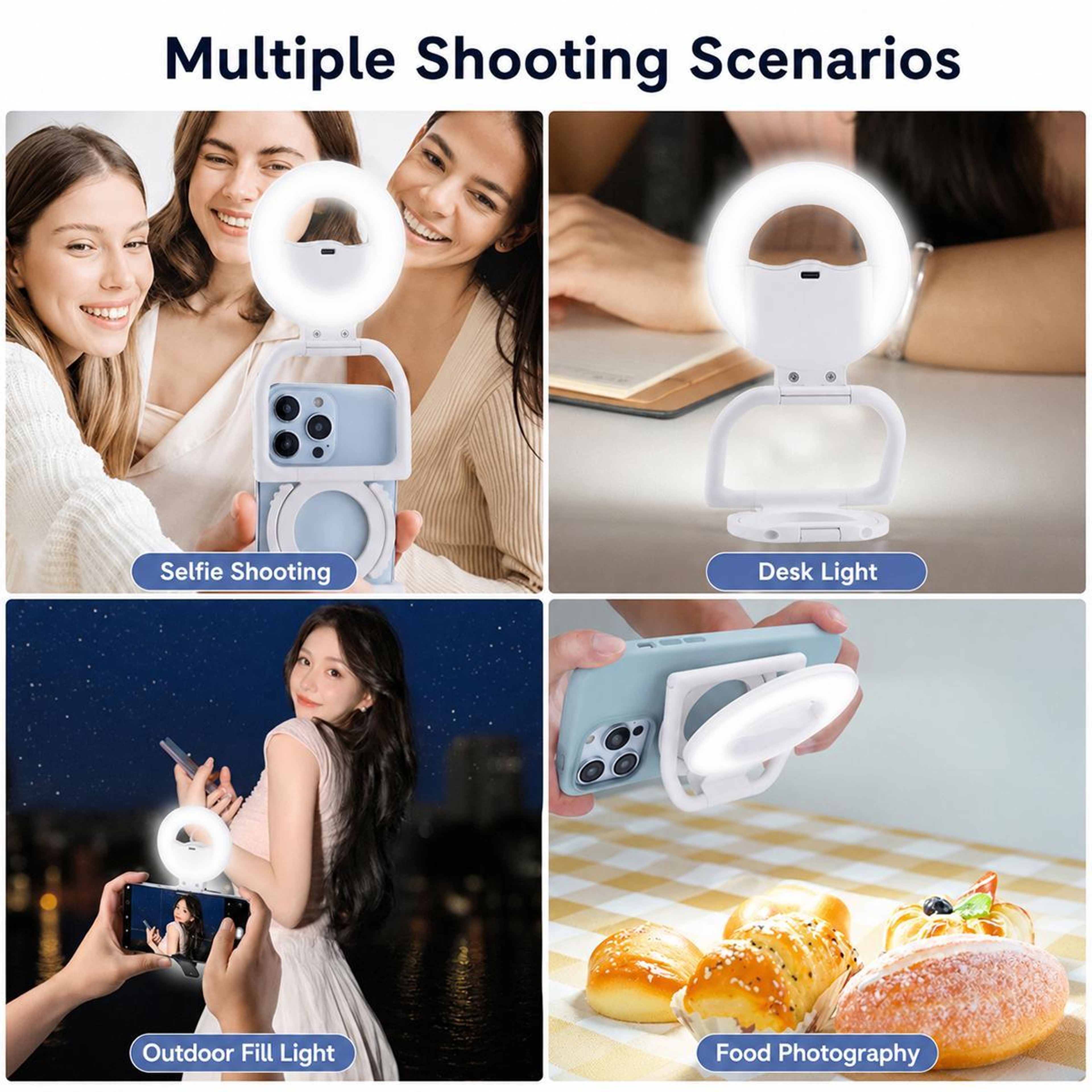 Portable Magnetic Ring Light Phone Stand with Adjustable LED Fill Light – view 5