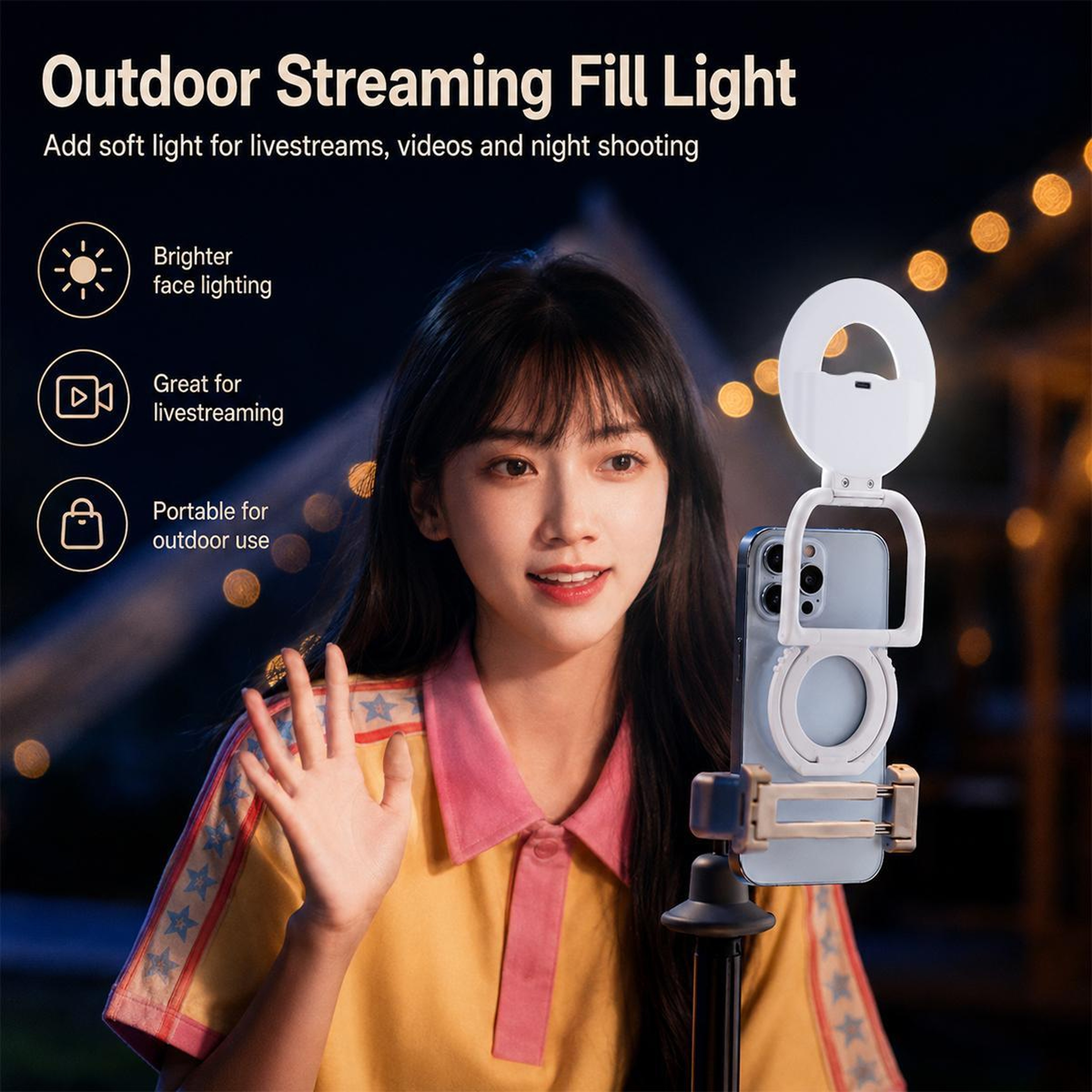 Portable Magnetic Ring Light Phone Stand with Adjustable LED Fill Light – view 8