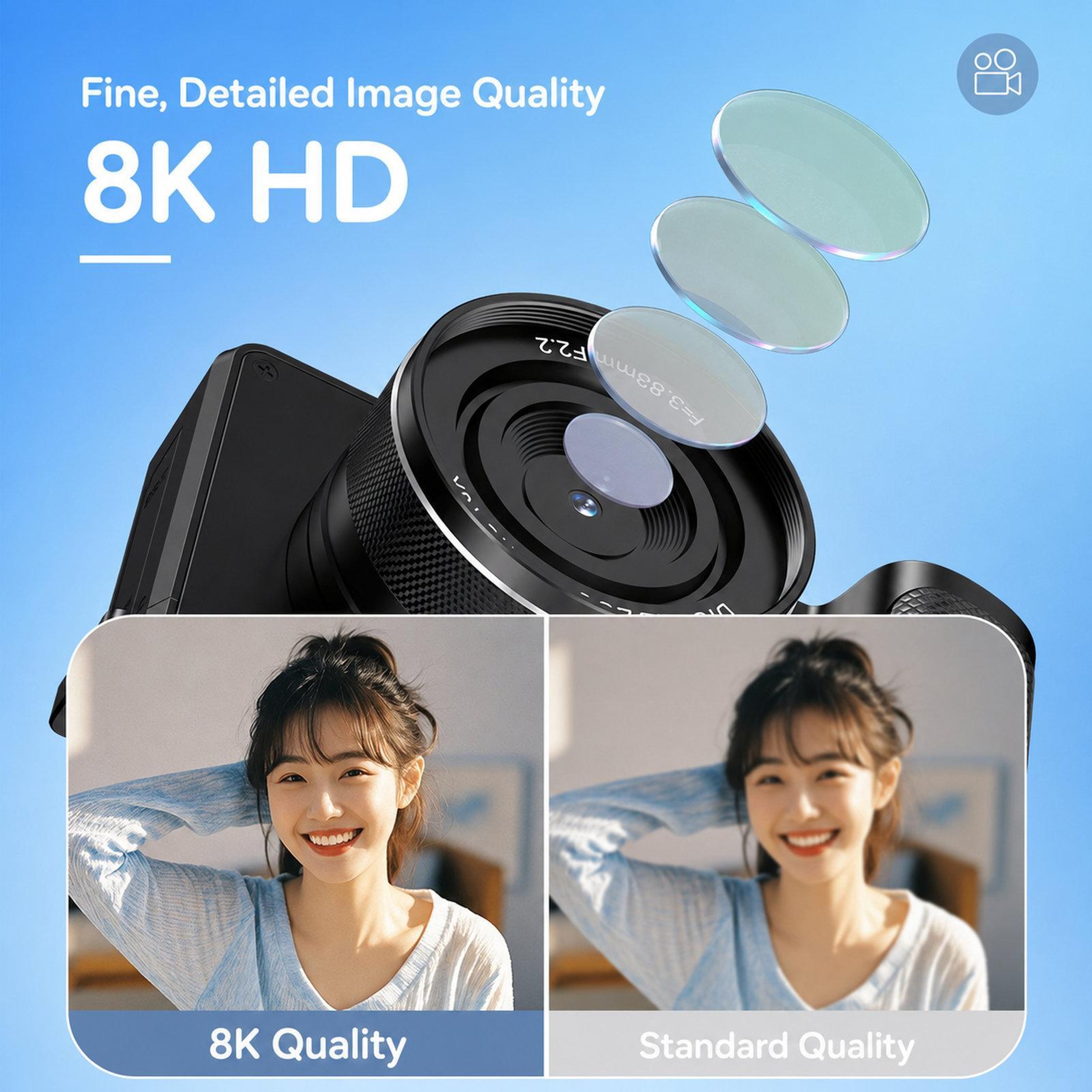 80MP 8K Vlogging Camera With WiFi Dual Lens Autofocus And 18X Zoom 2