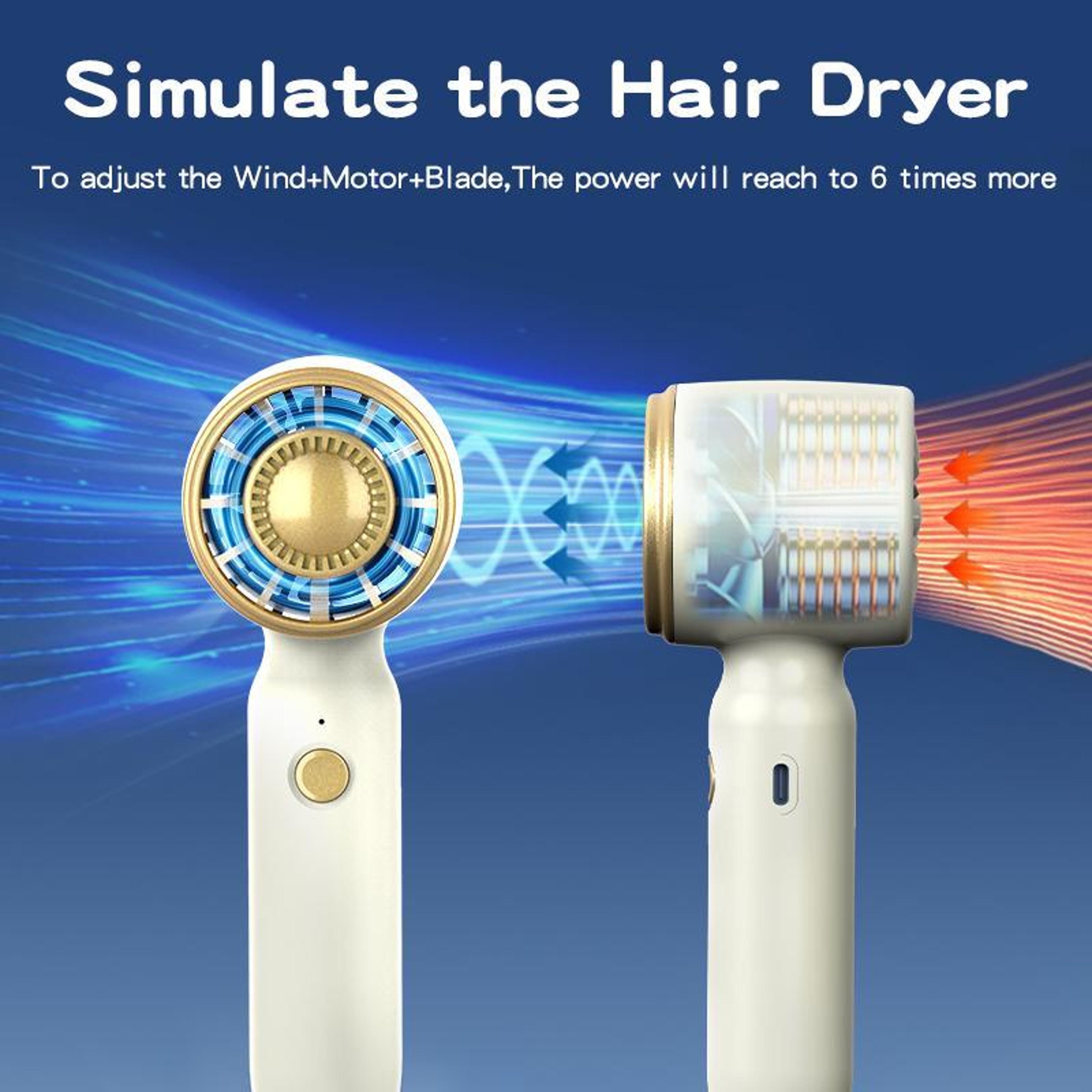 High-Speed Handheld Fan with 3 Speeds, Rechargeable Mini Fan – view 2