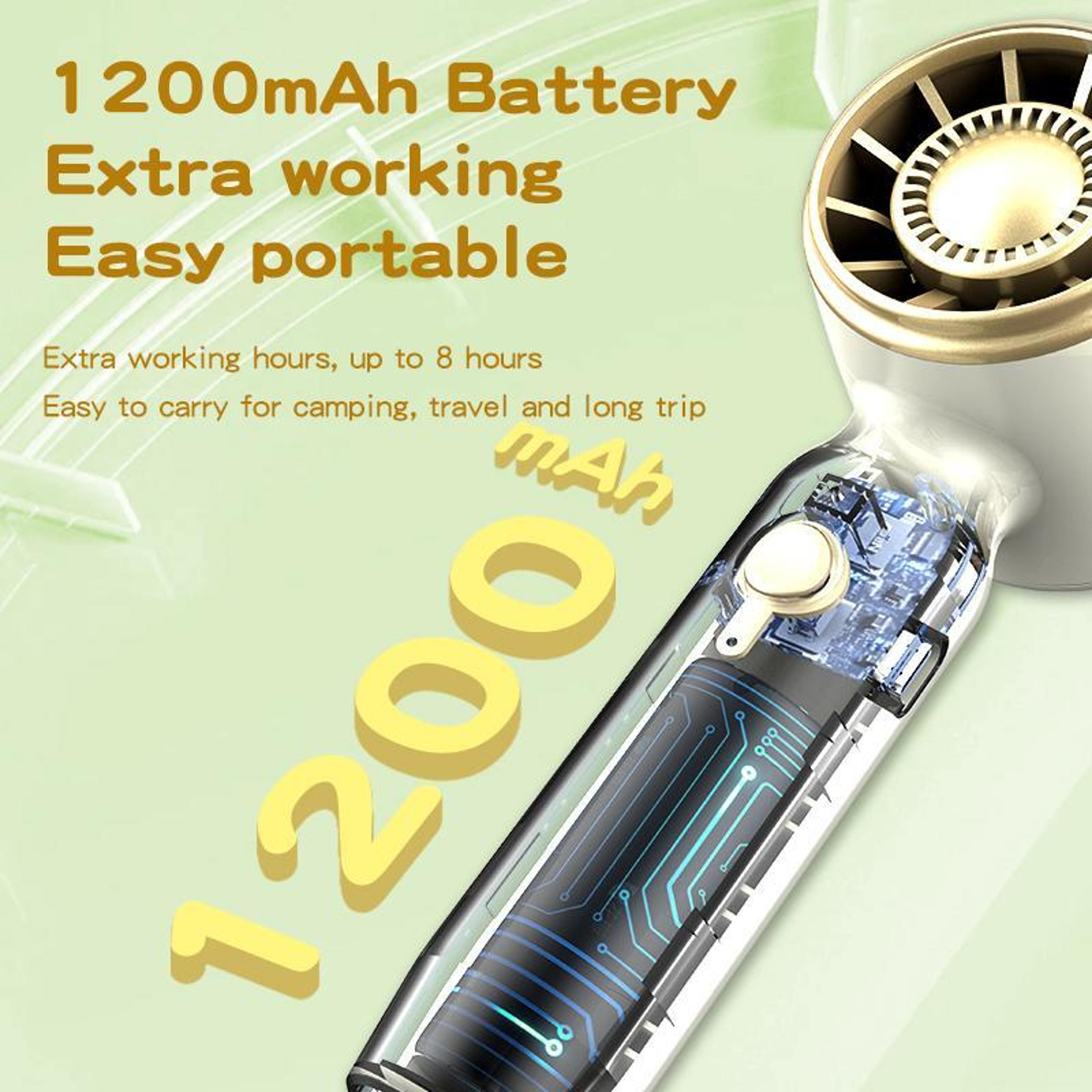 High-Speed Handheld Fan with 3 Speeds, Rechargeable Mini Fan – view 6