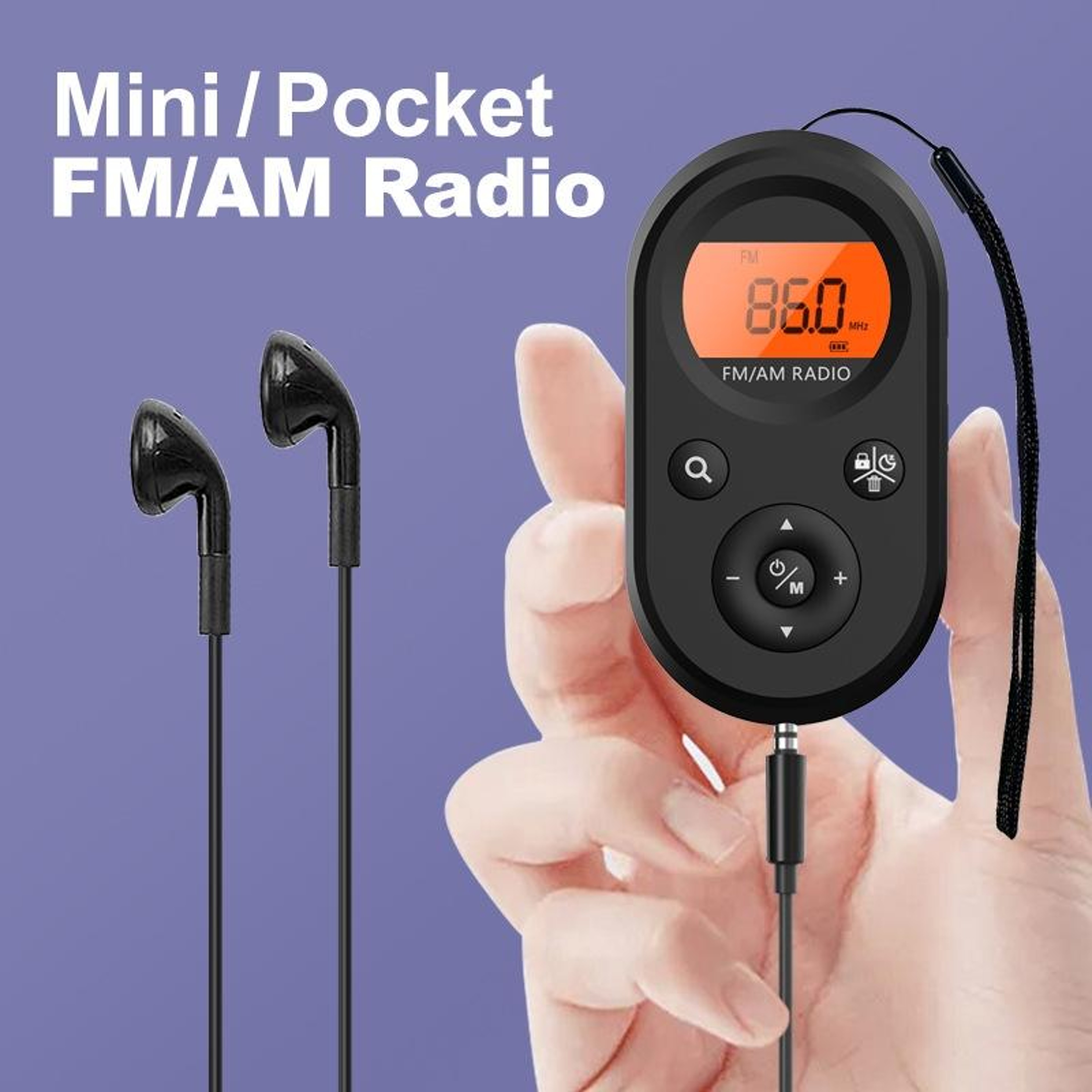 M01 Portable AM FM Radio with Rechargeable Battery and Backlit Display – view 10