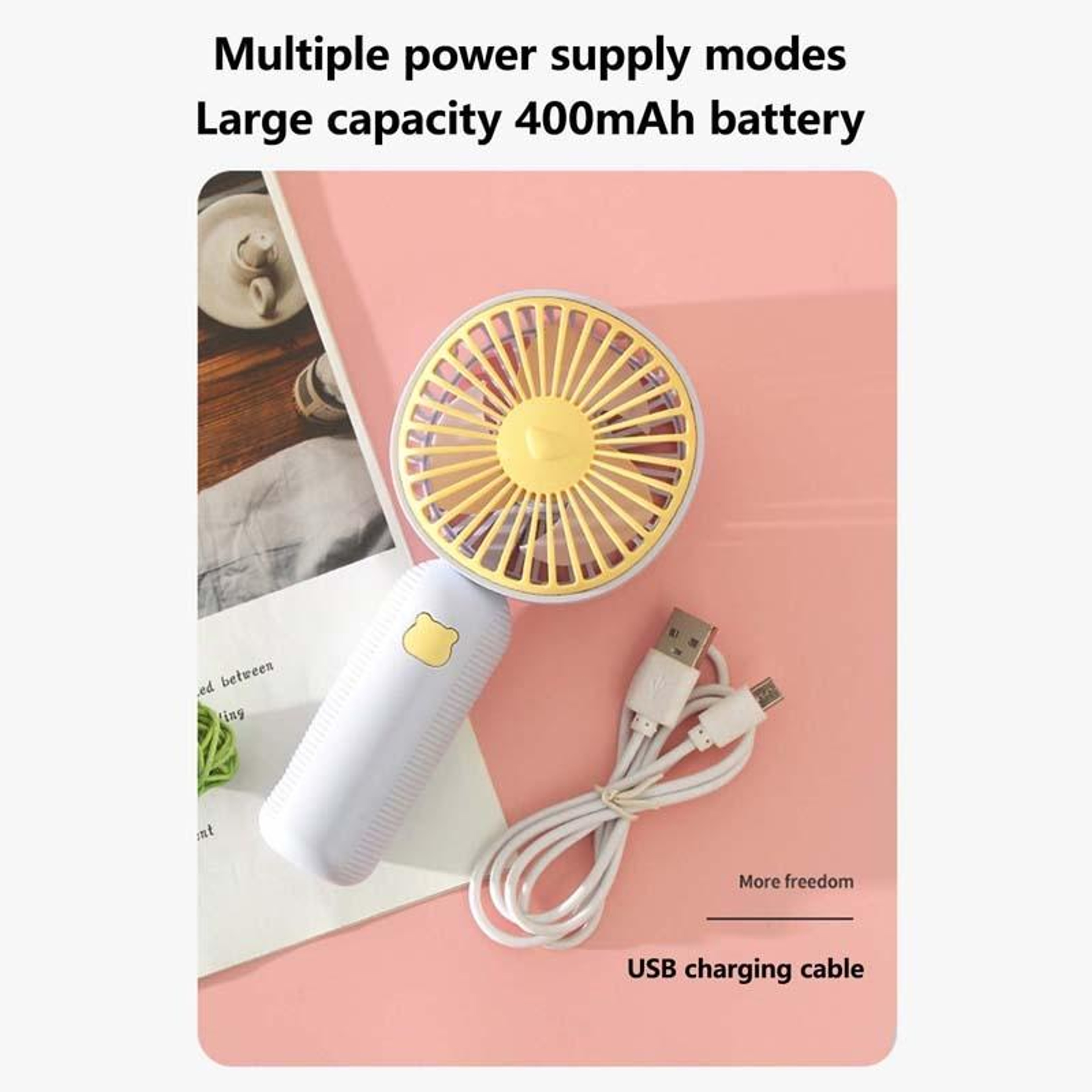 Portable Handheld Fan And Mini Desk Fan With USB Rechargeable Battery 5
