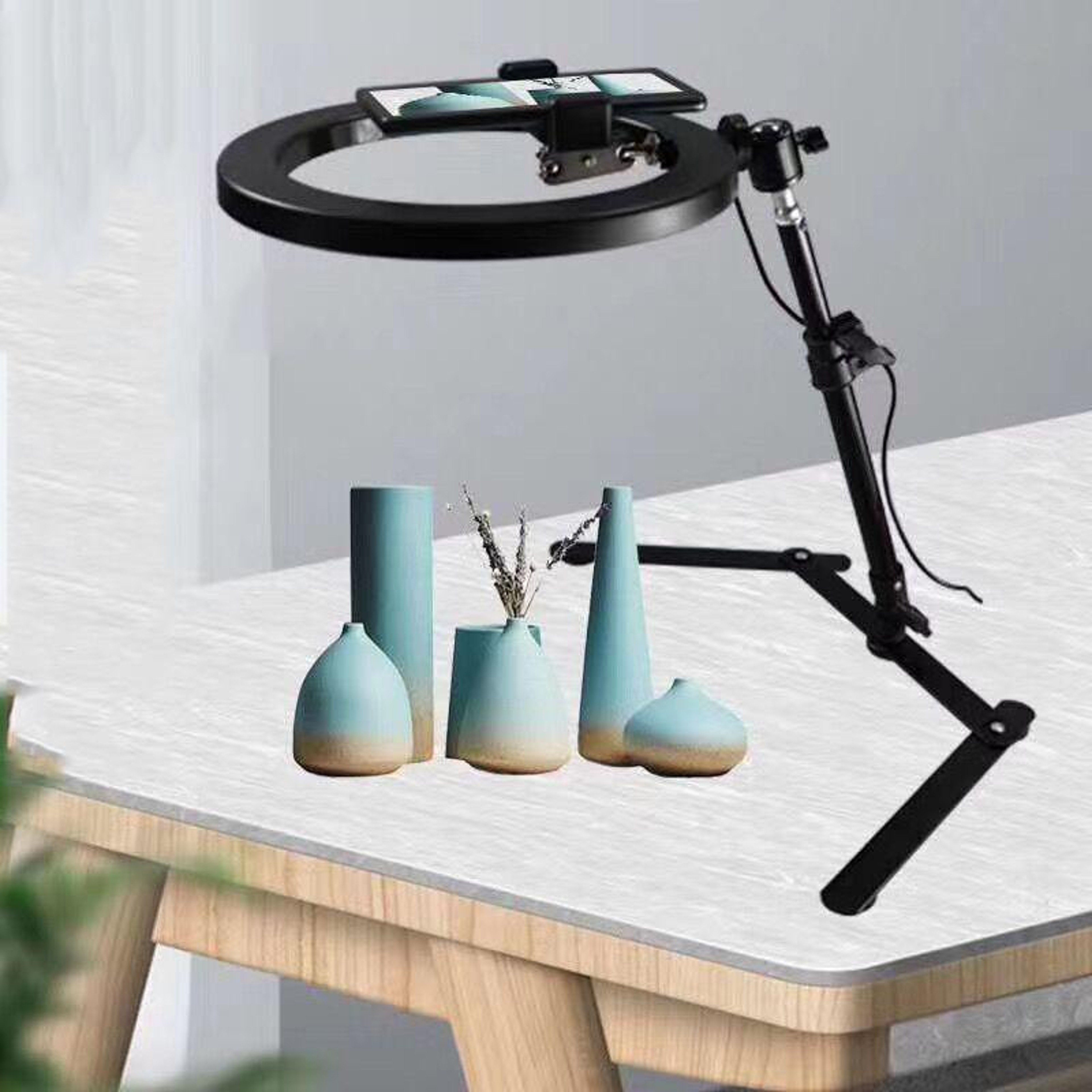 Overhead Phone Stand with Ring Light for Video Recording and Live Streaming – view 7