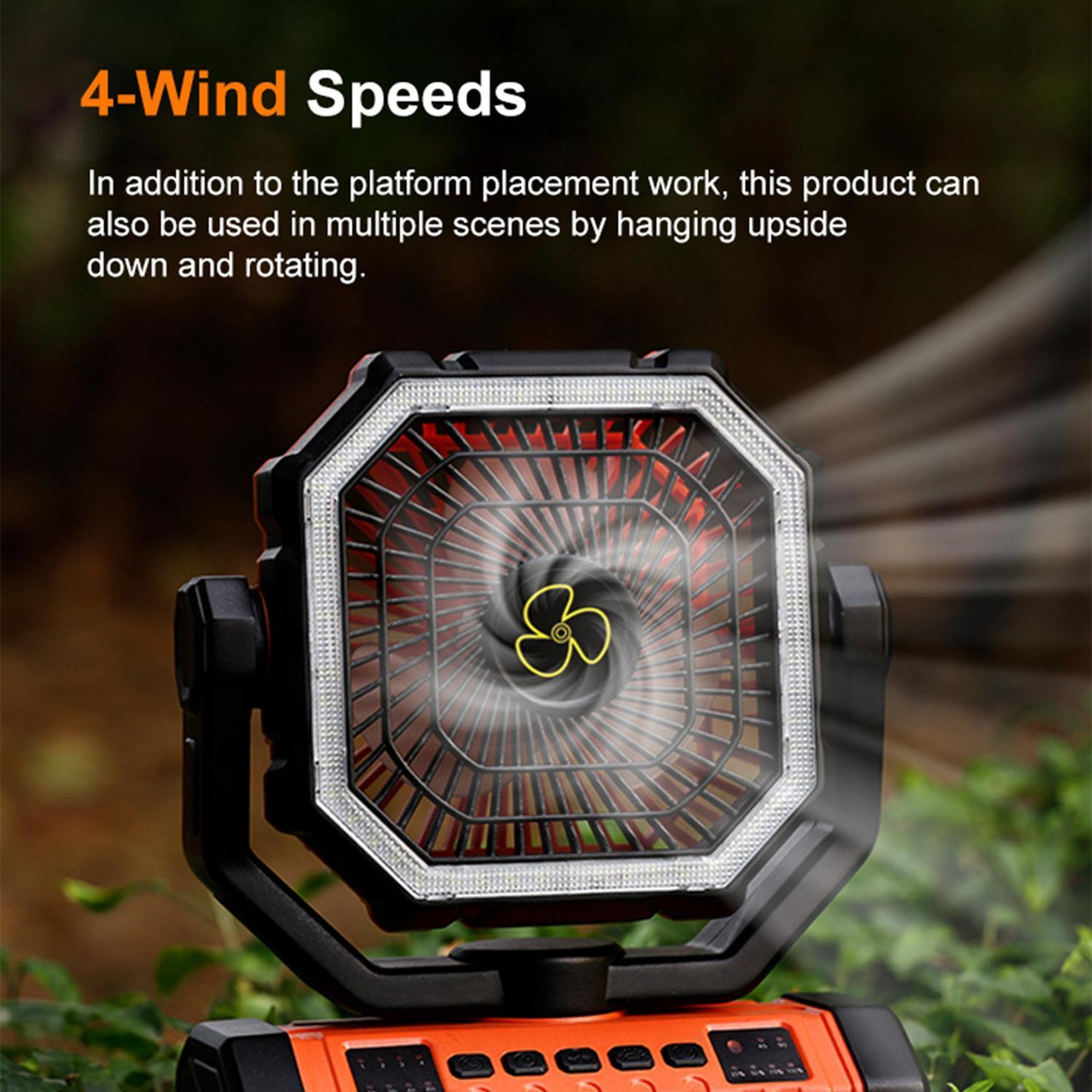 Rechargeable Camping Fan With LED Light Power Bank And Hanging Hook 6